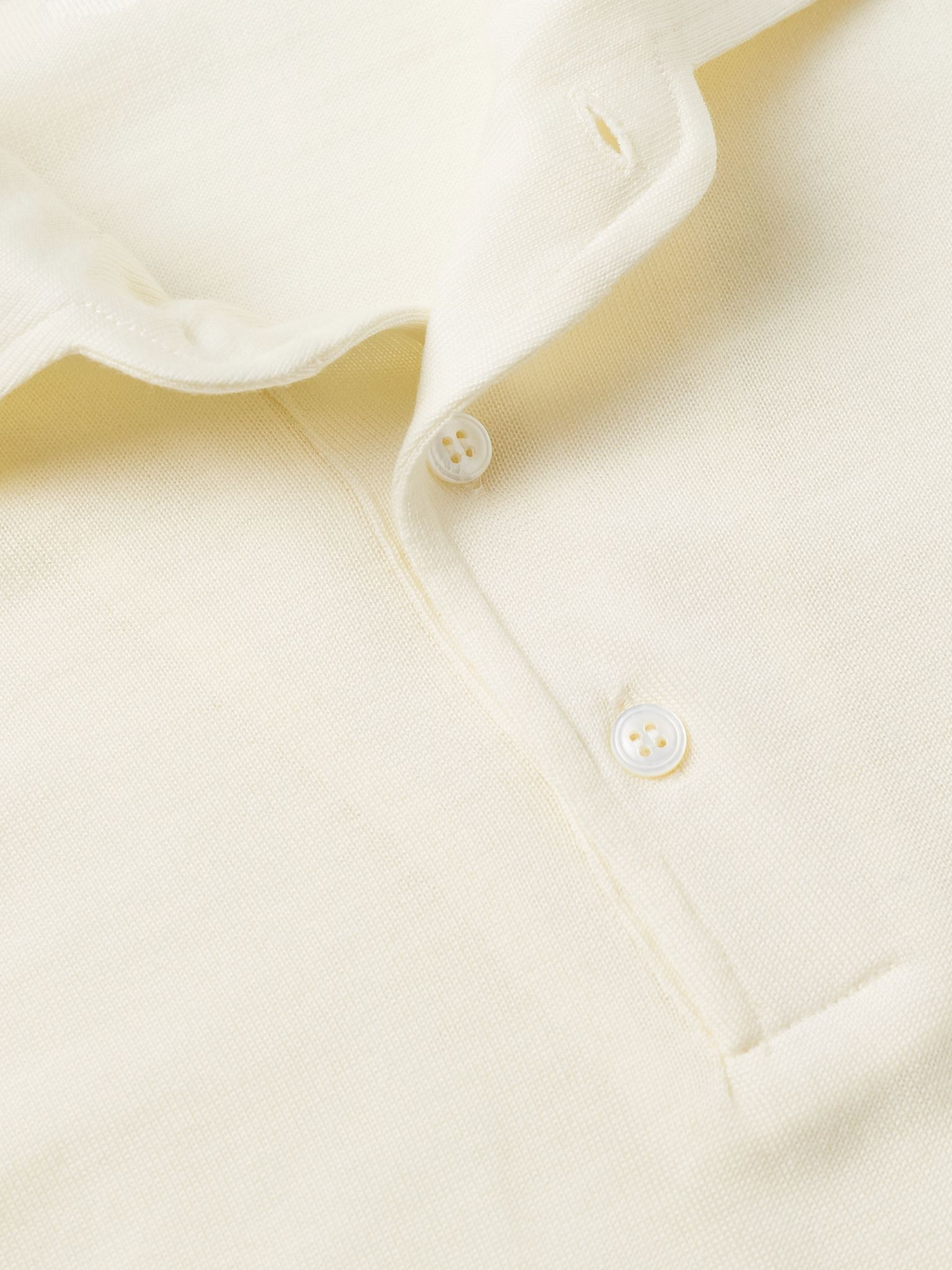 Virgin Wool Polo Shirt Off-white - 5