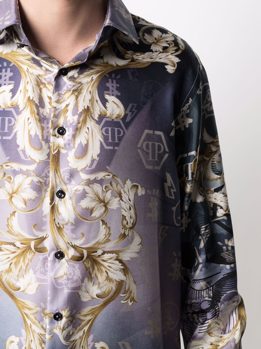 baroque-print logo shirt - 5