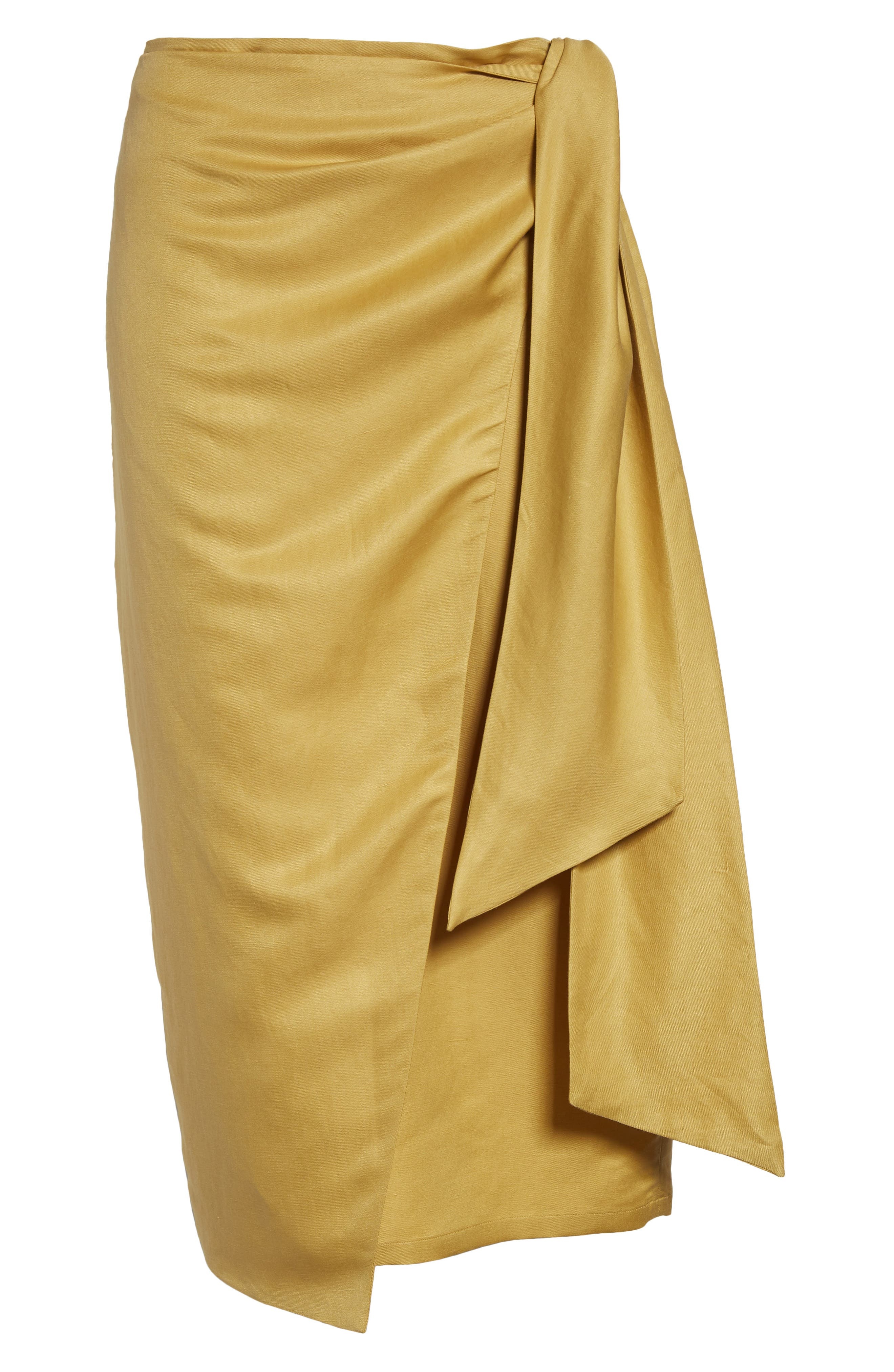 Max Mara Tequila Linen & Silk Wrap Skirt in Yellow at Nordstrom - 5