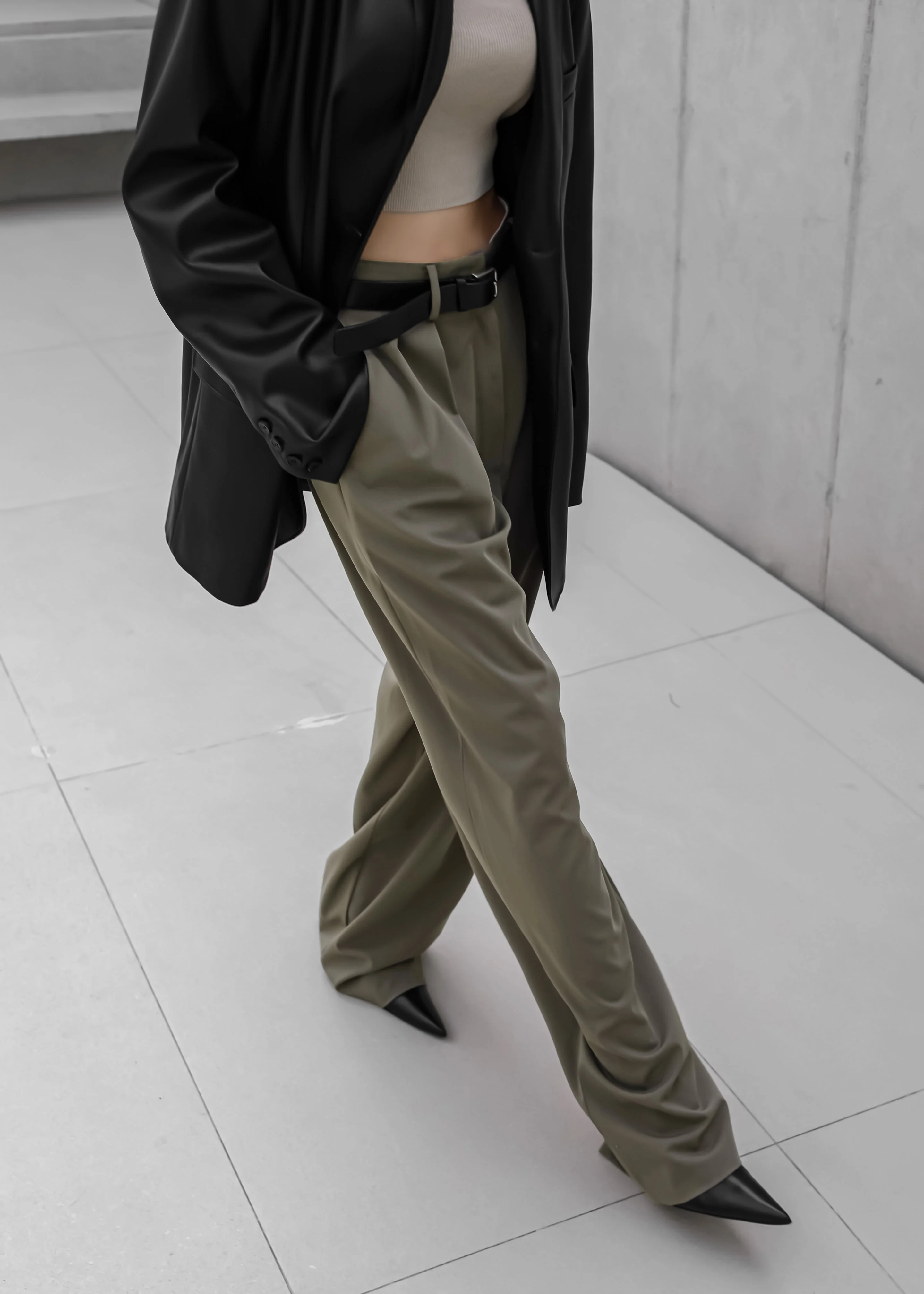 Tansy Pleated Trousers - Olive - 1