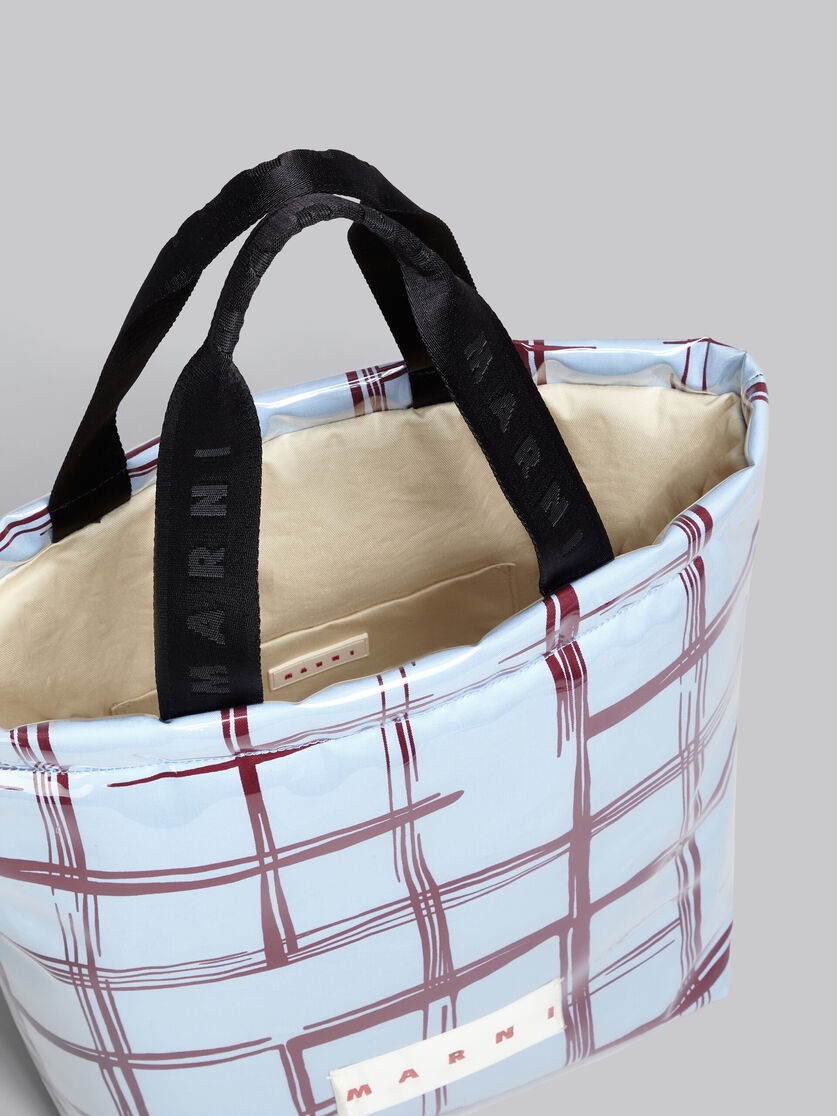BLUE CHECKED TOTE WITH CLEAR WRAP - 4