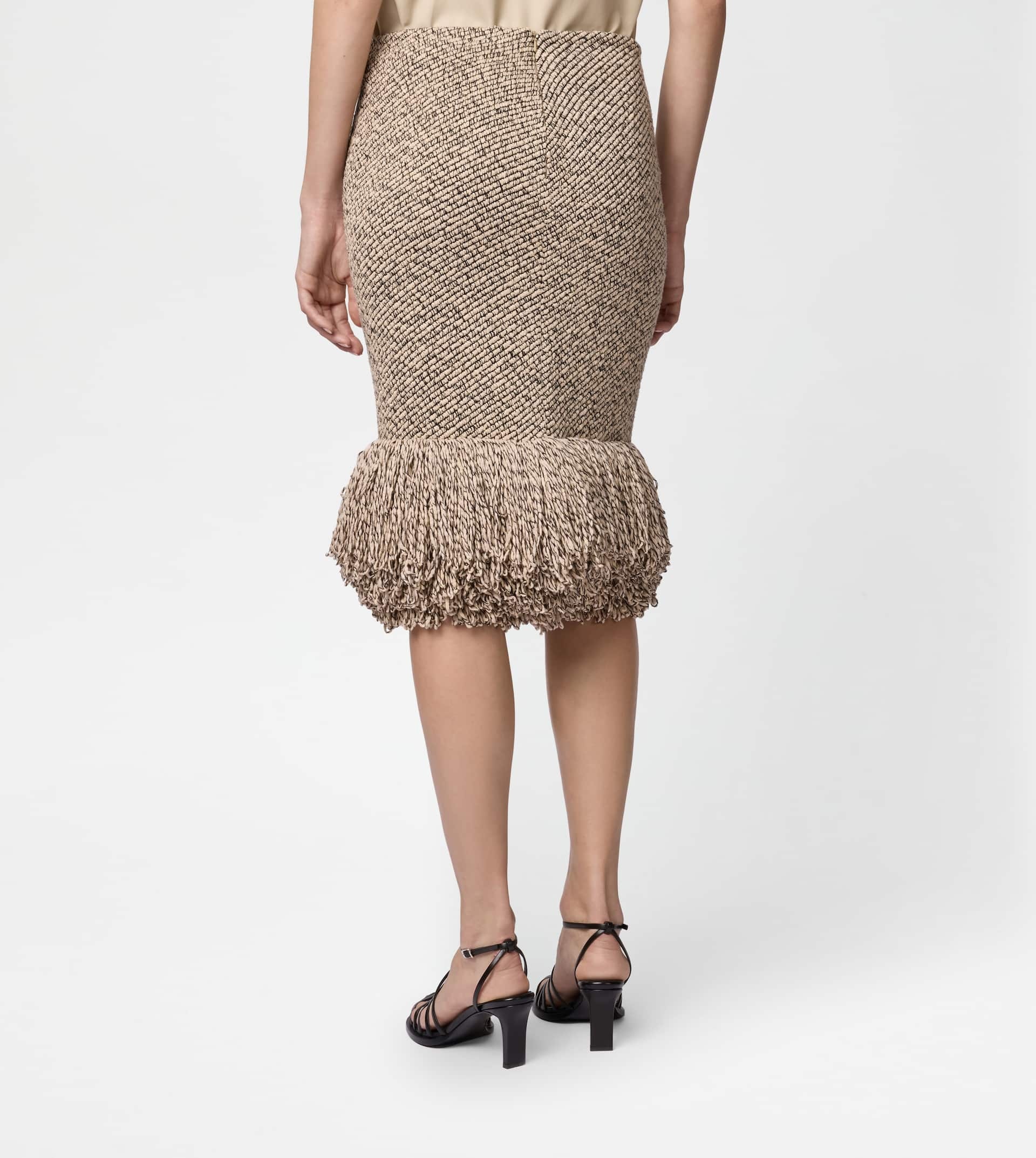 SKIRT IN MOULINÉ KNIT - BEIGE, BLACK - 4