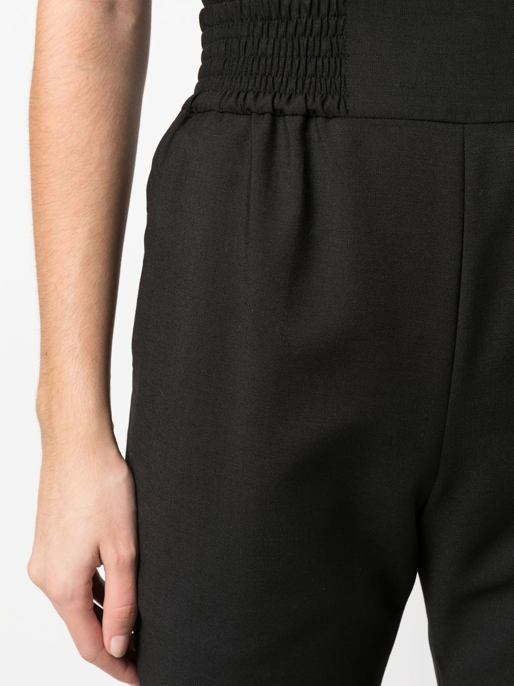 smoked-waist wool trousers - 5