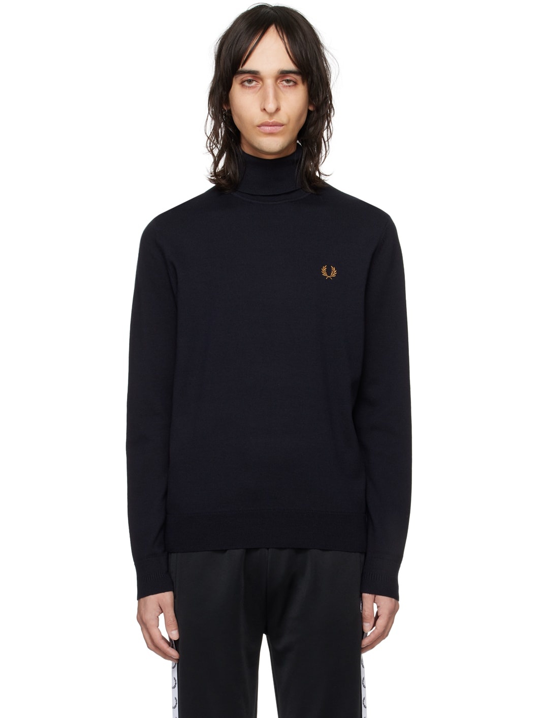 Navy Roll Neck Turtleneck - 1