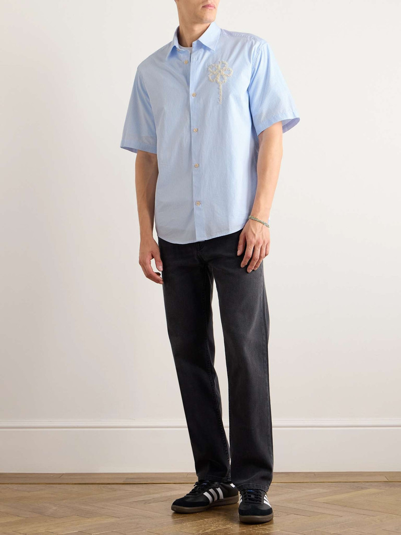 NN07 Freddy 5973 Embroidered Striped Cotton-Poplin Shirt outlook
