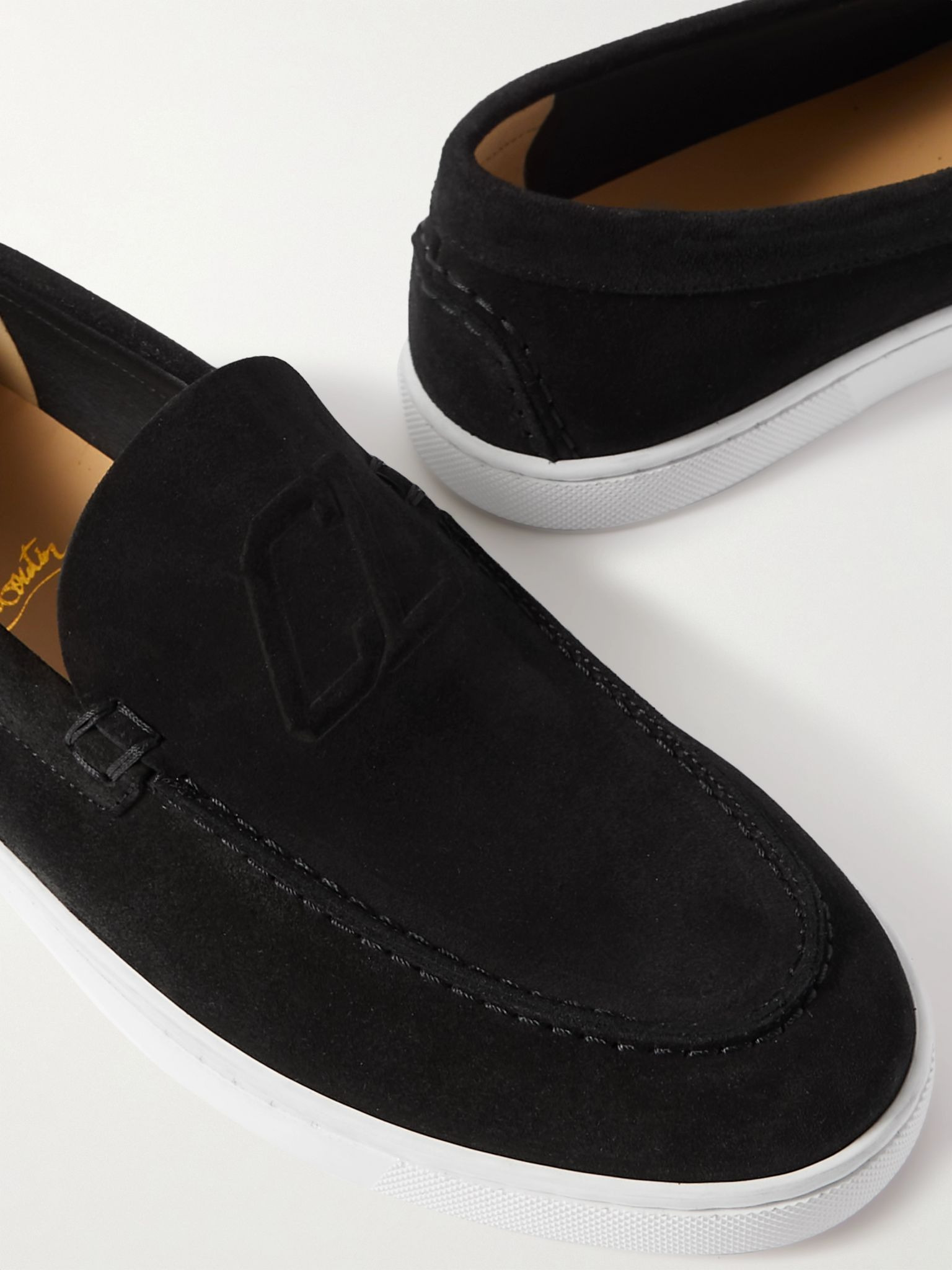 Varsiboat Logo-Embossed Suede Loafers Black - 5