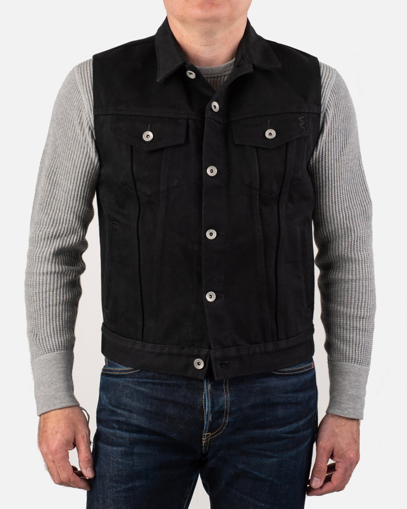 Iron Heart IH-9526V 21oz Non-Fade Denim Type III Vest - Superblack outlook