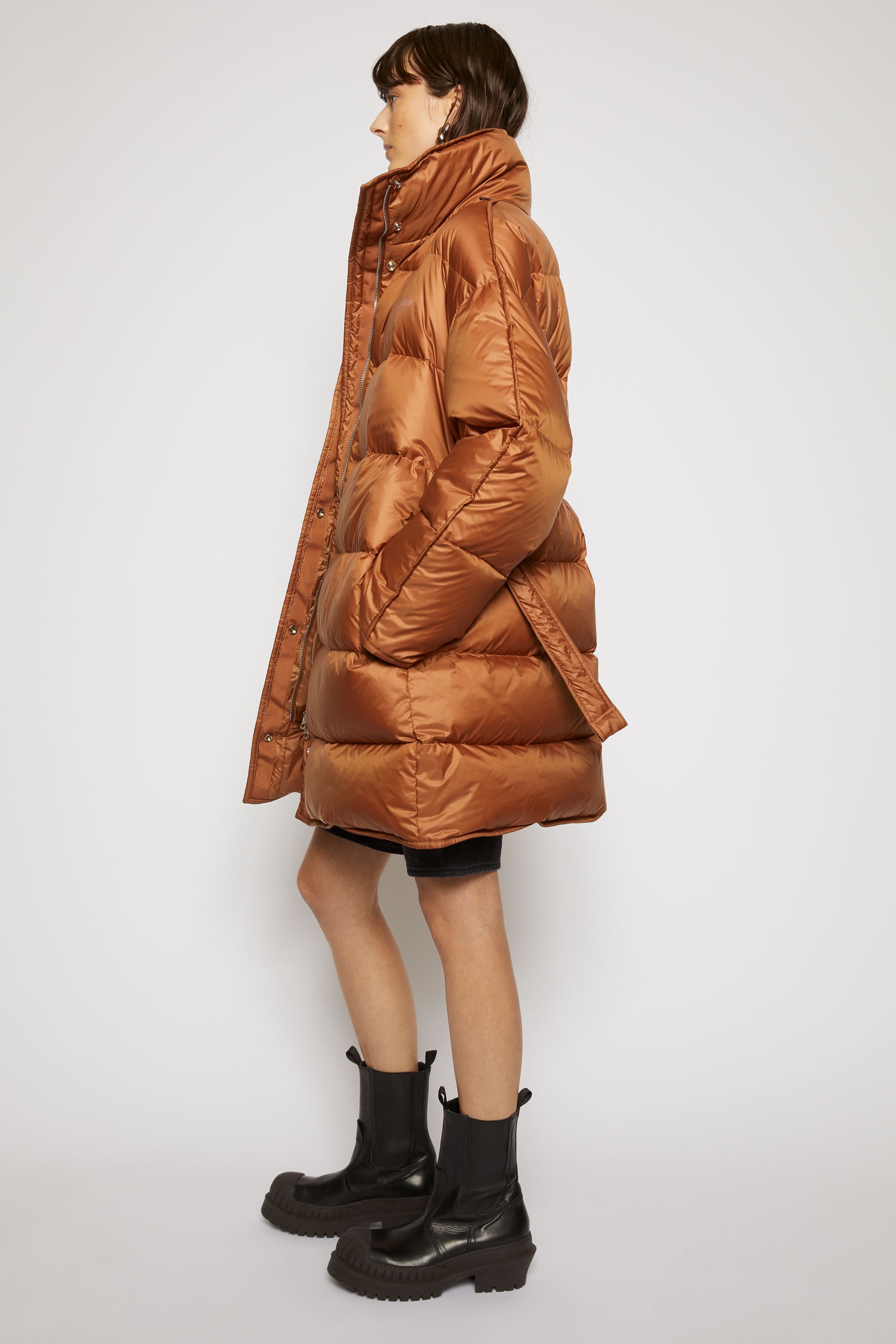 Belted puffer coat mink brown - 3