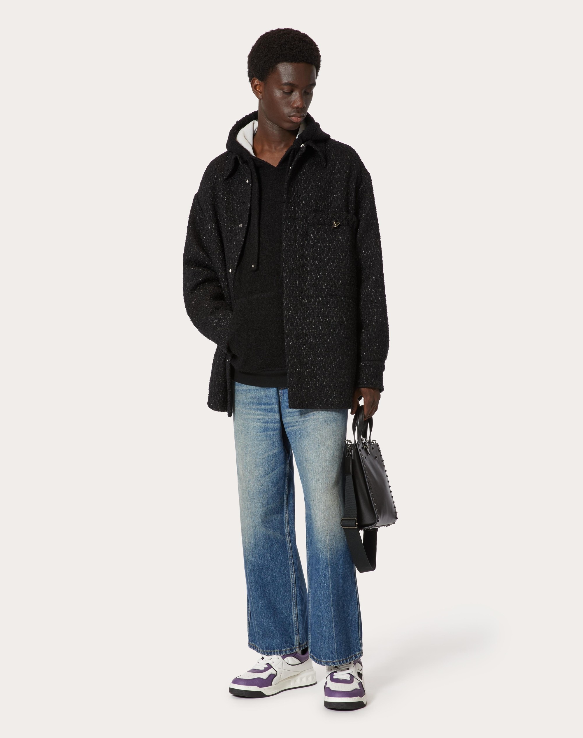 SWEATSHIRT IN TWEED WITH VALENTINO PRINT - 2