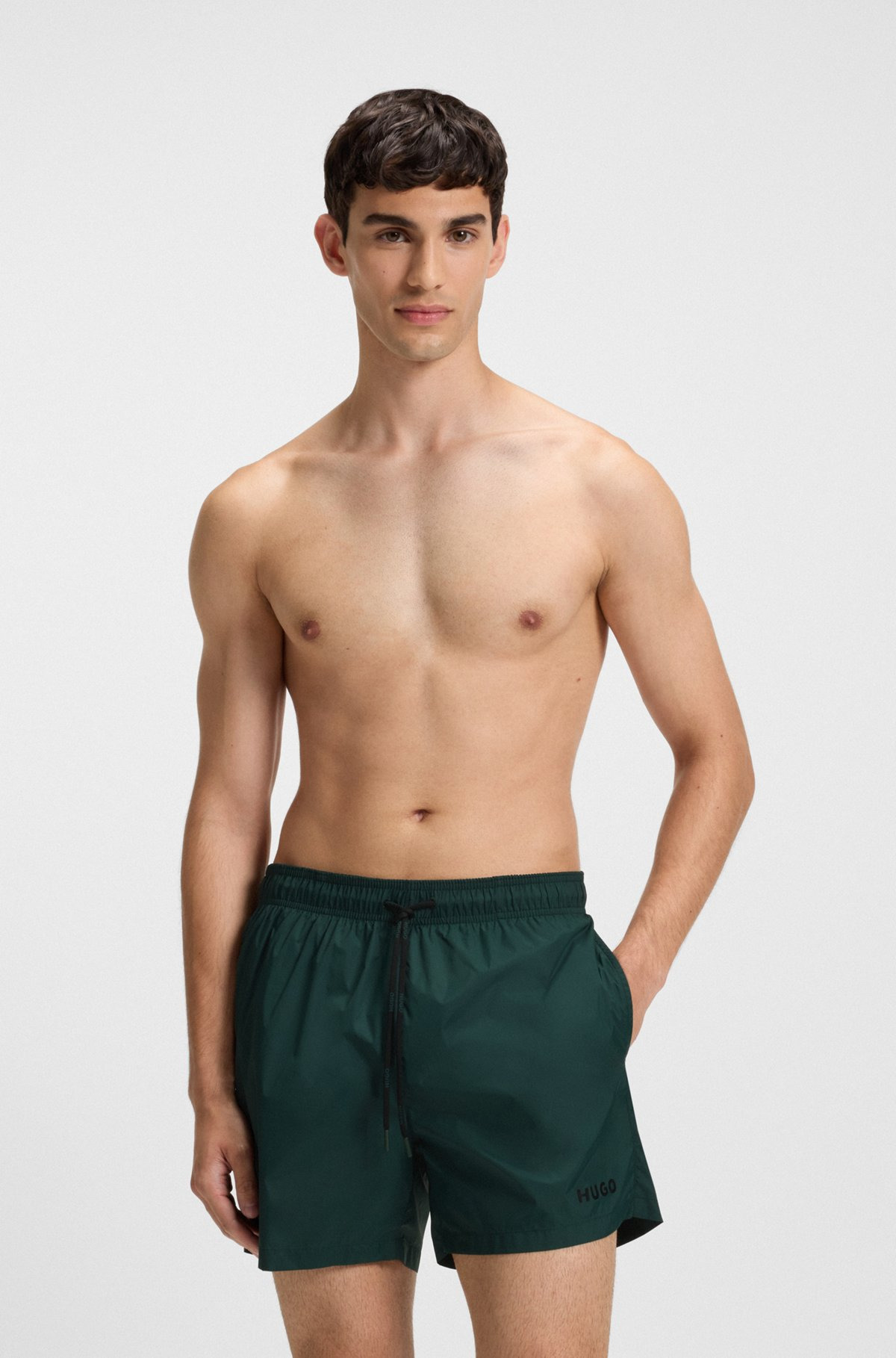 FULLY LINED SWIM SHORTS WITH CONTRAST LOGO - 2