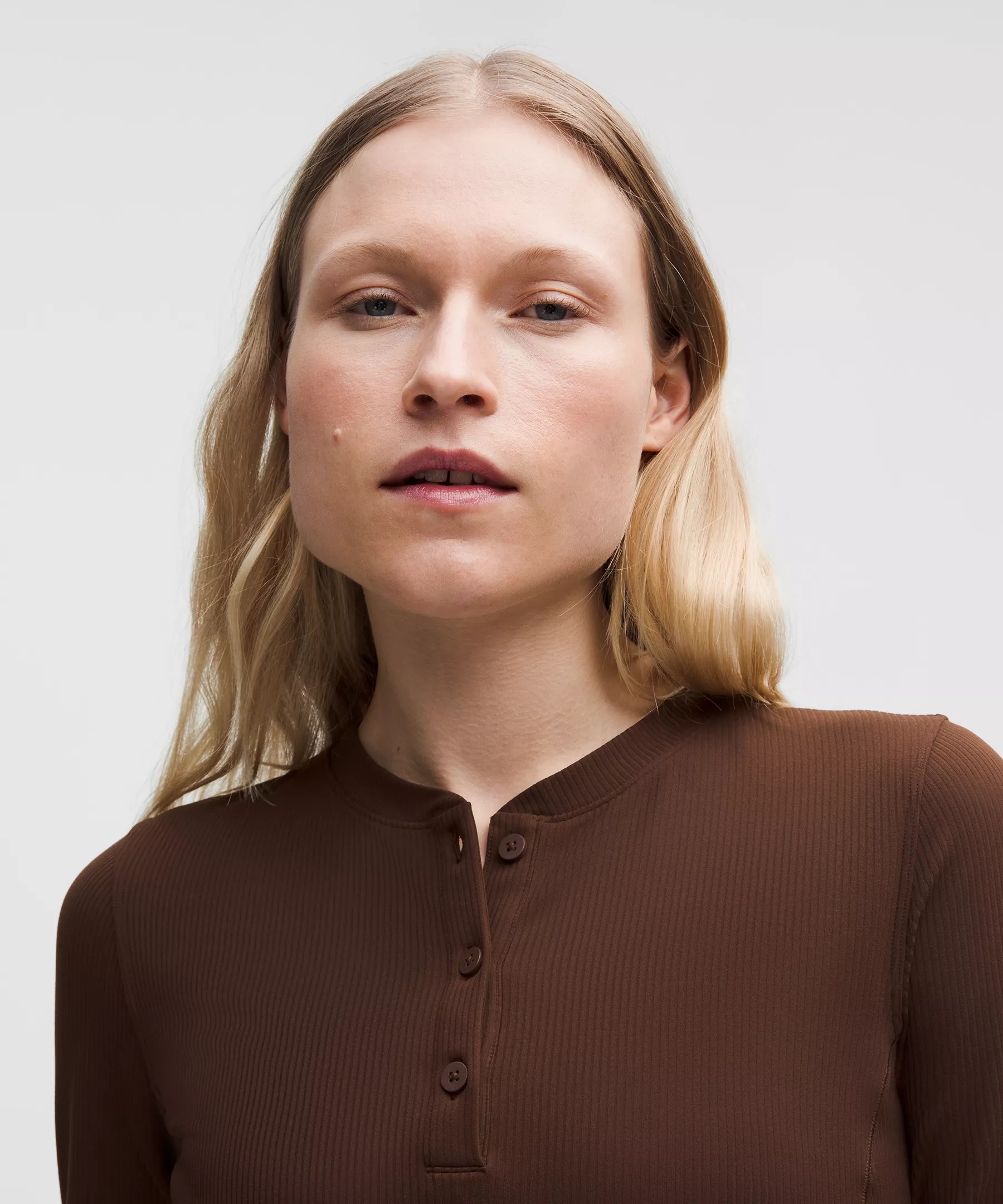 All Aligned Ribbed Long-Sleeve Henley Dress - 4