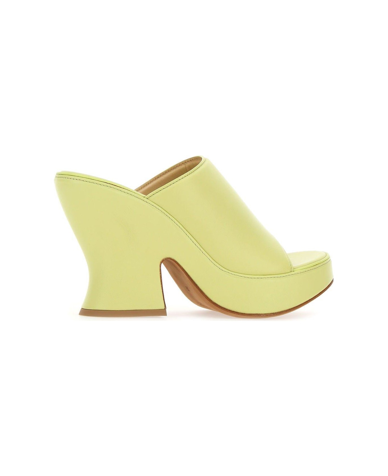 Acid Green Nappa Leather Stack Sabot - 3