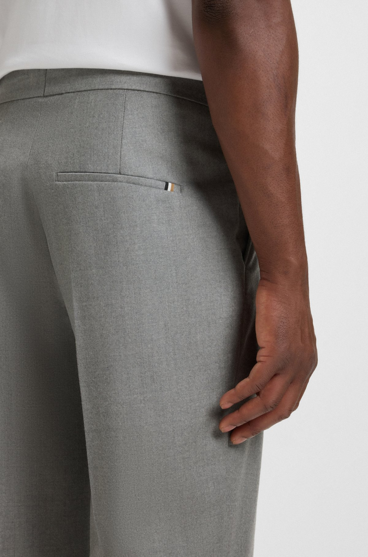 TAPERED-FIT TROUSERS IN MELANGE VIRGIN WOOL - 5