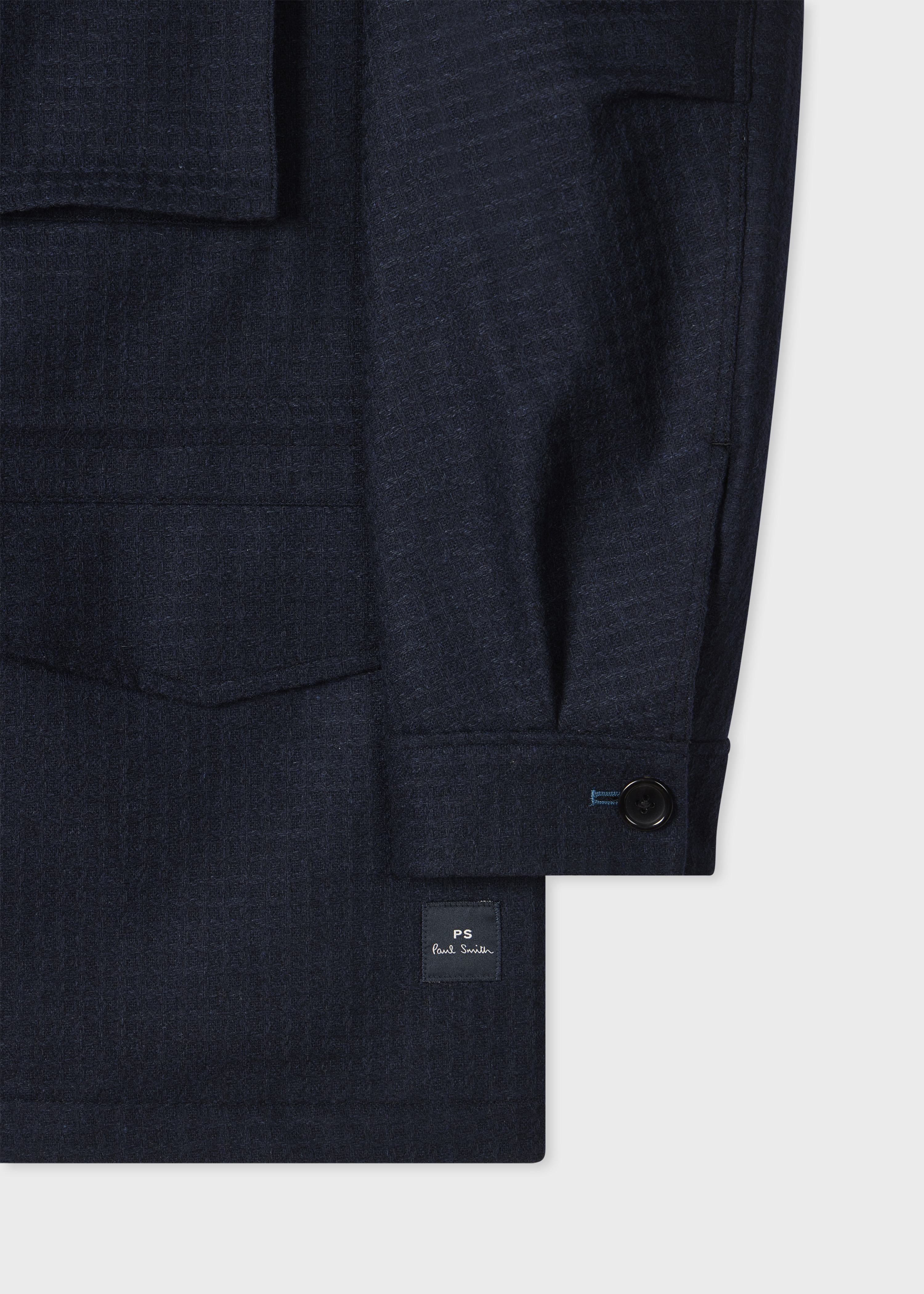 Navy Textured Wool-Blend Field Jacket - 3