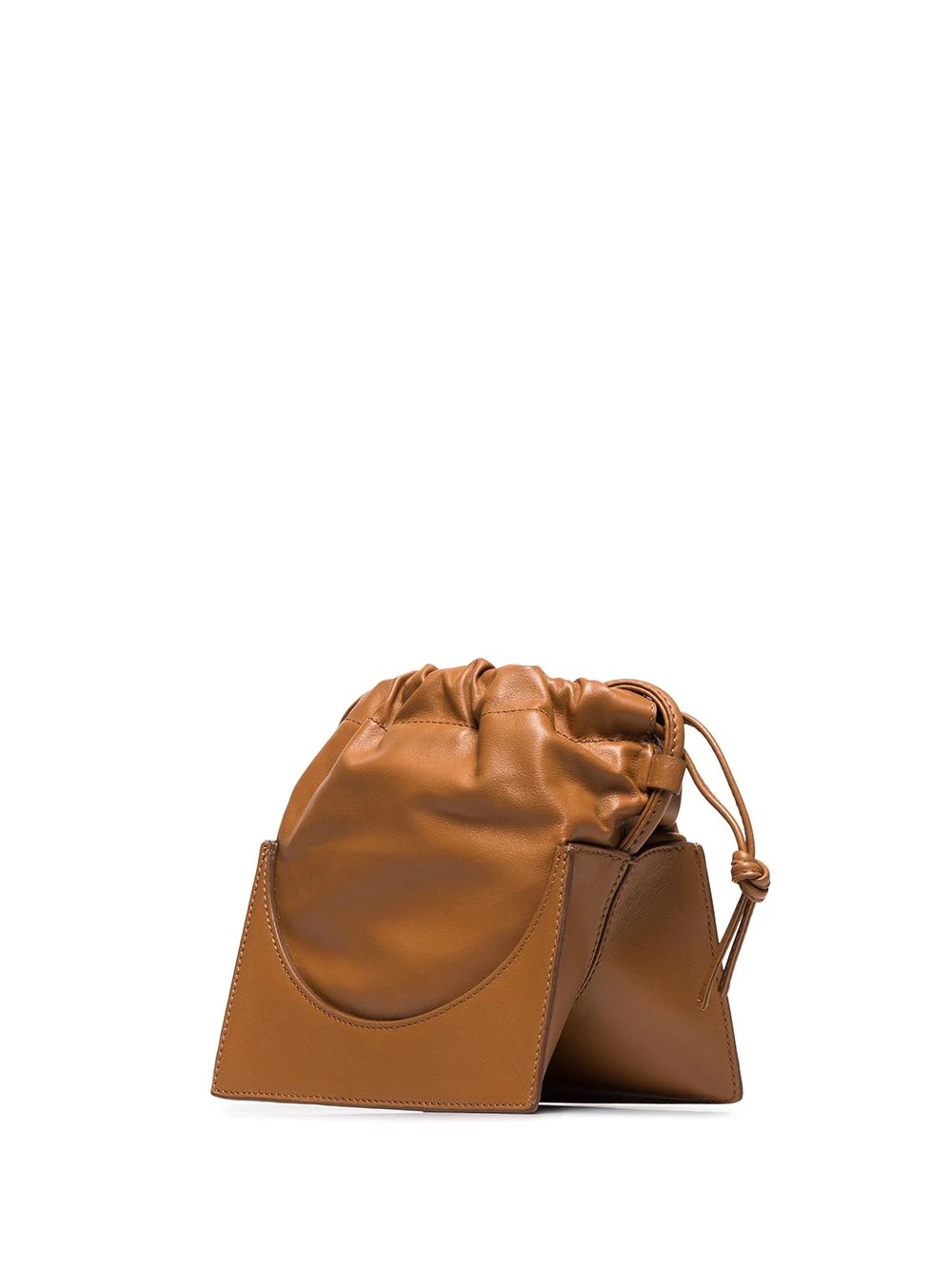 Brown drawstring leather pouch - 2