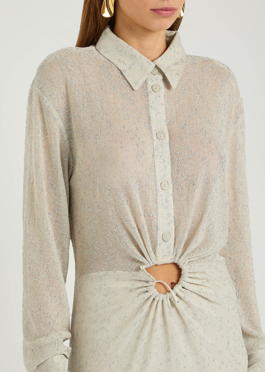 Christopher Esber Imber Cut-out Metallic-knit Maxi Shirt Dress - 5