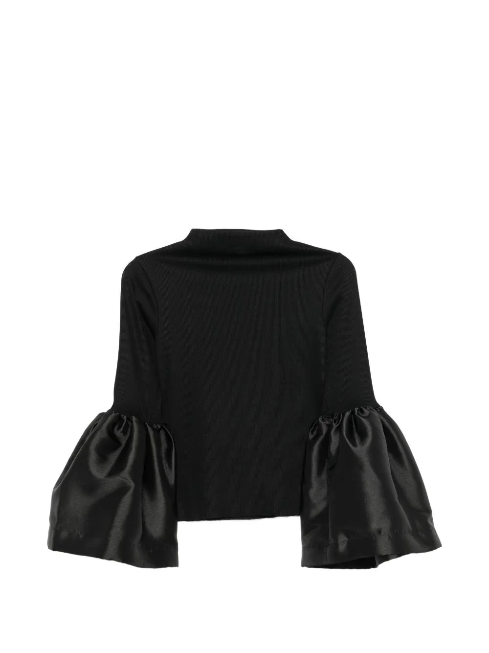puffed-sleeve ribbed-knit top - 1