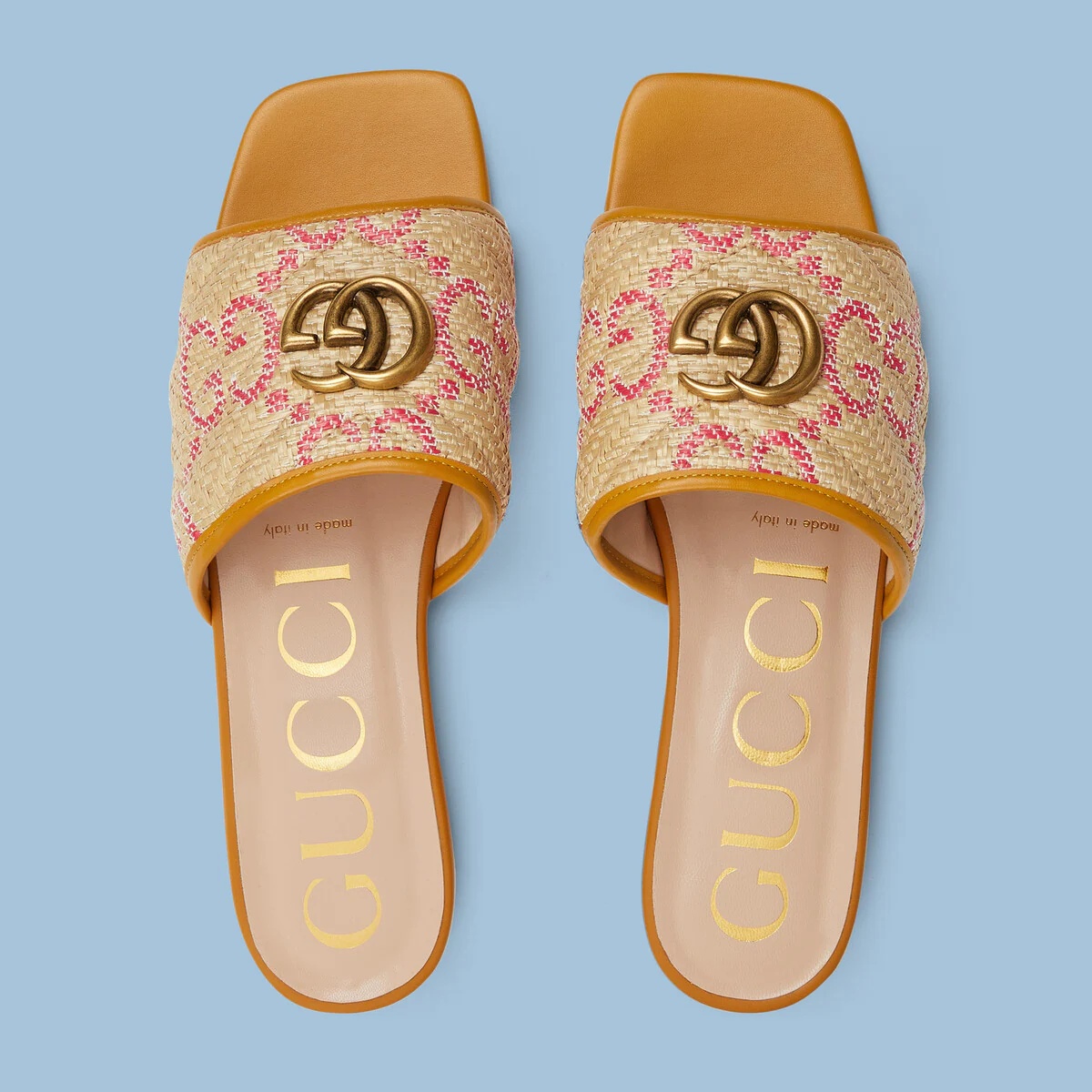 Women's GG raffia effect slide - 5