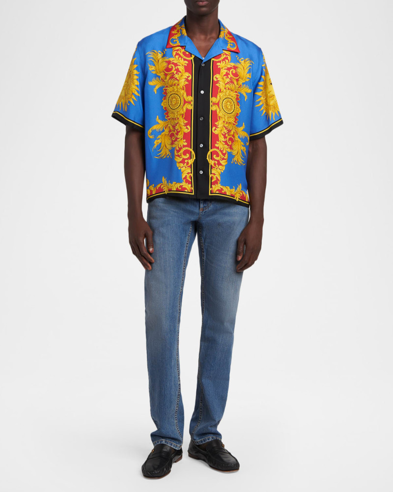 VERSACE JEANS COUTURE Men & apos;s Barocco Silk Camp Shirt outlook
