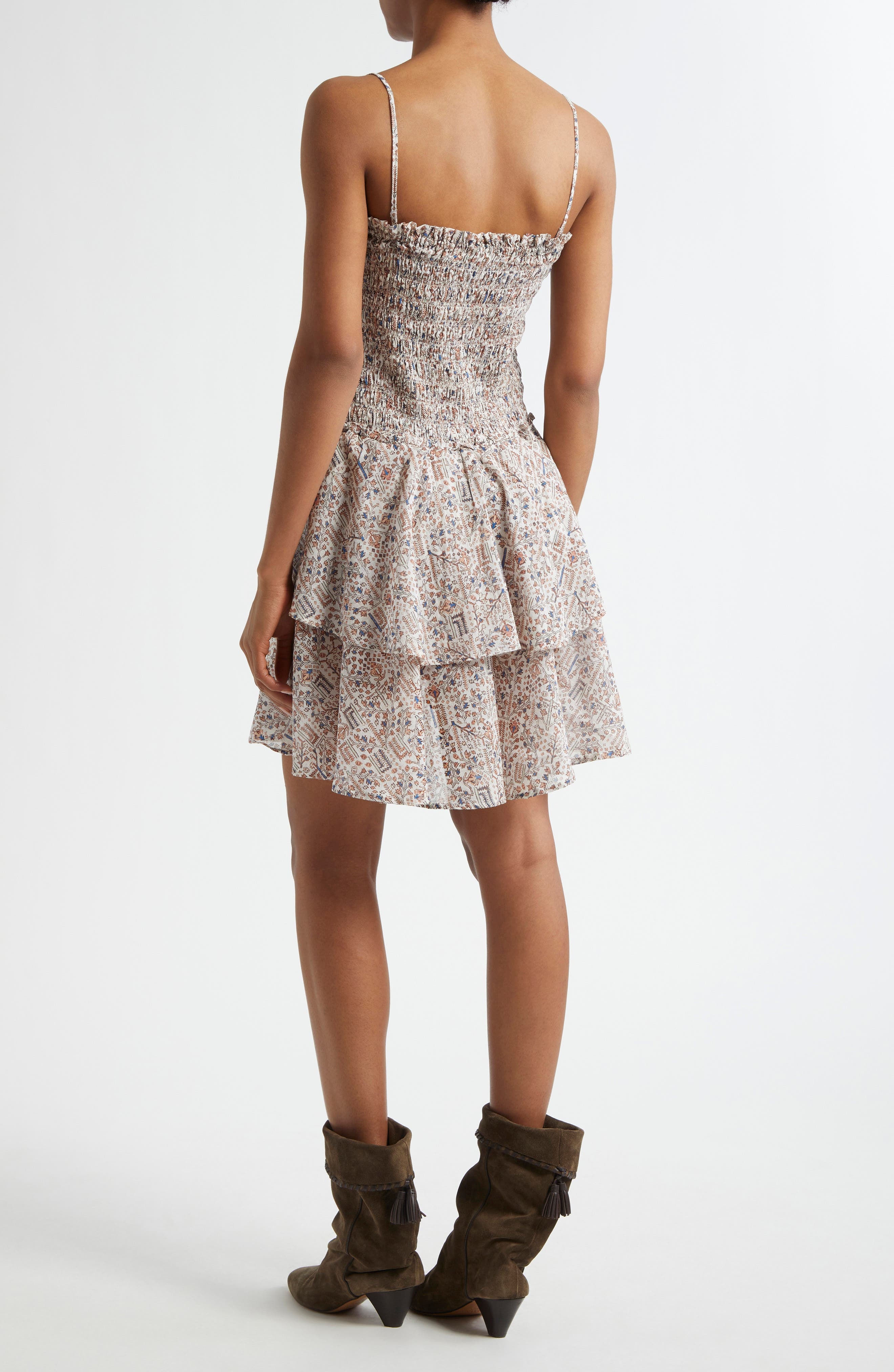 Isabel Marant Étoile Anka Shirred Tiered Convertible Cotton Voile Minidress in Ecru at Nordstrom - 2