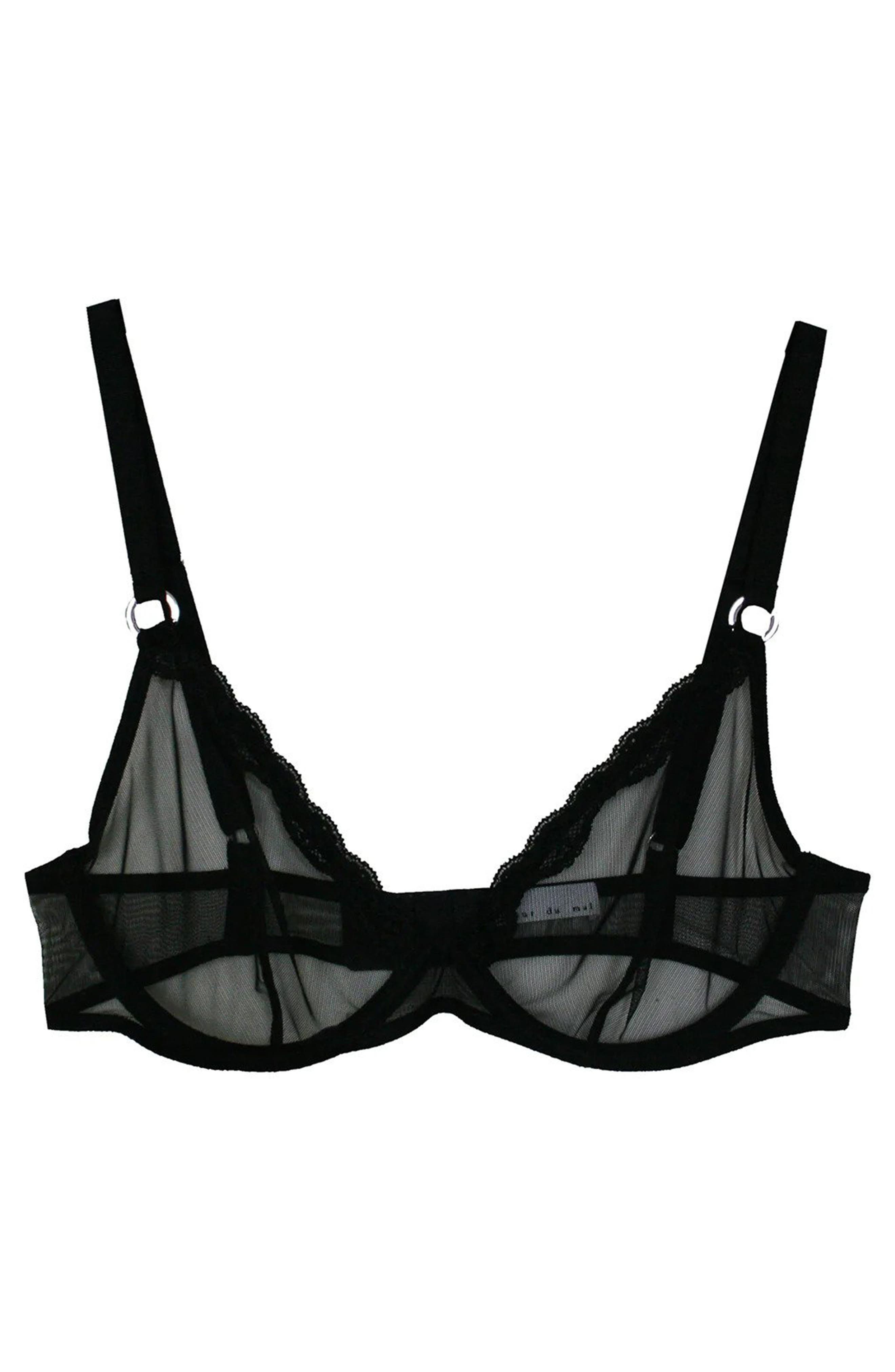 Fleur Du Mal Sheer Tulle Demi Bra in Black at Nordstrom - 4