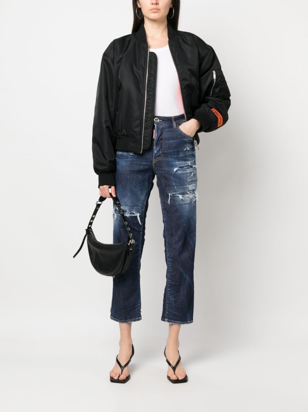 distressed-effect high-waisted jeans - 2