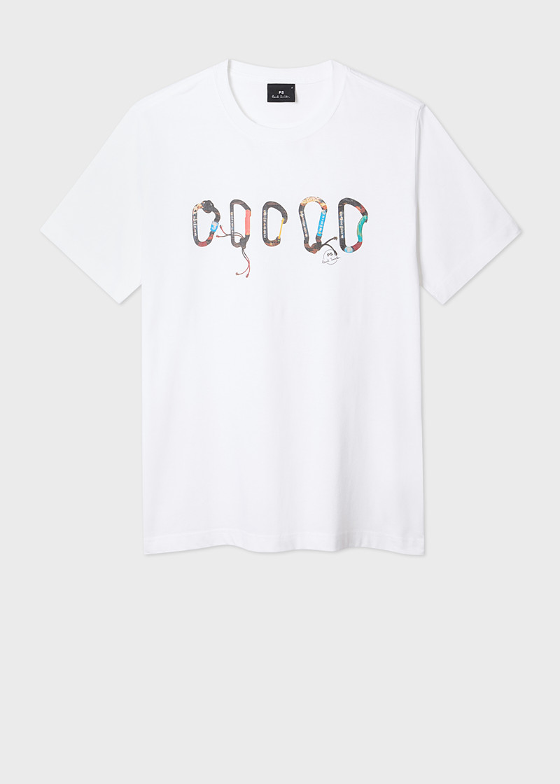 White 'Carabiner' Print T-Shirt 1
