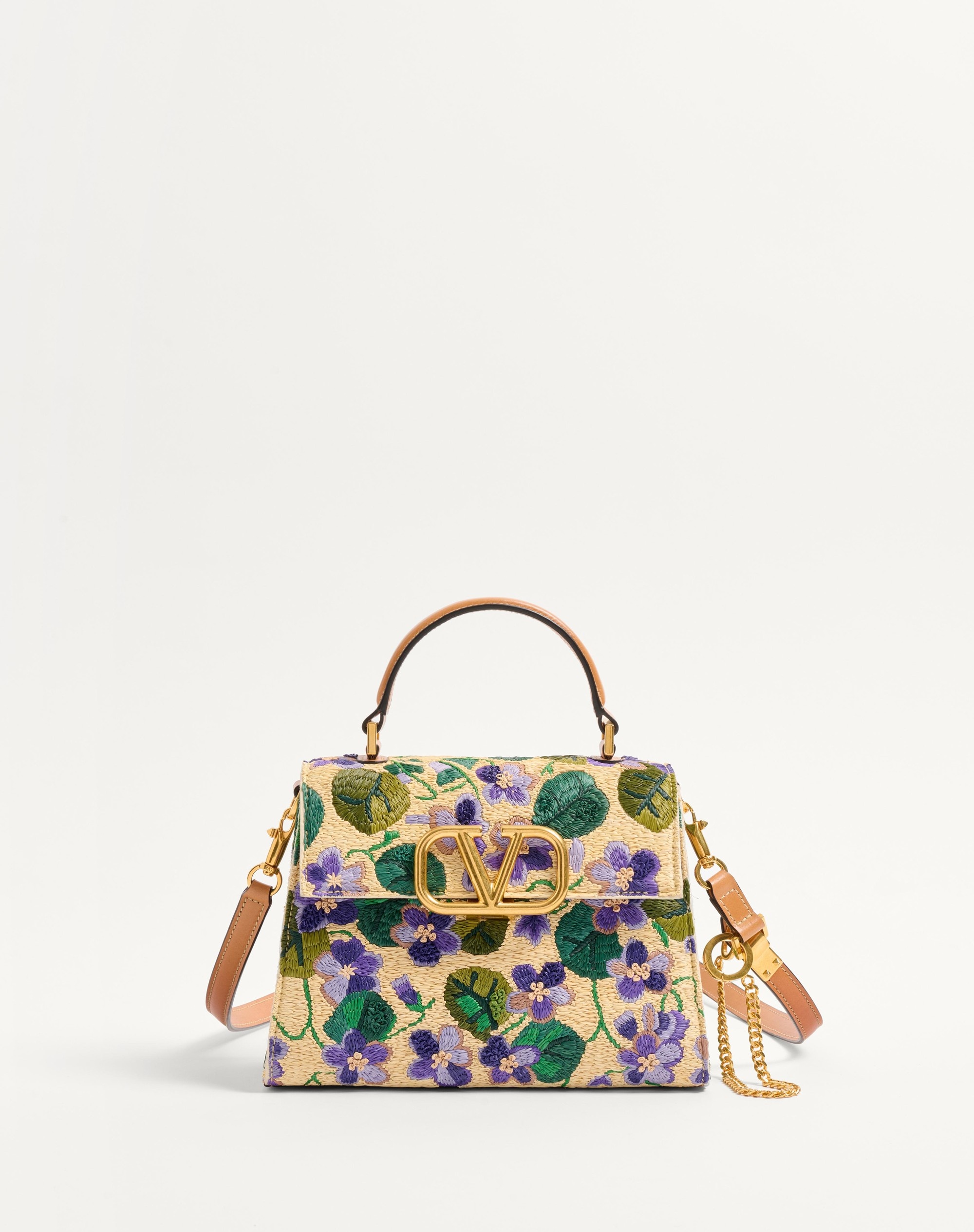 VALENTINO GARAVANI VSLING SMALL HAND BAG IN EMBROIDERED SYNTHETIC RAFFIA - 1