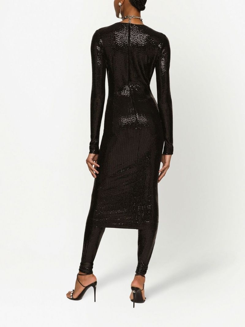 sequin long-sleeve midi dress - 4