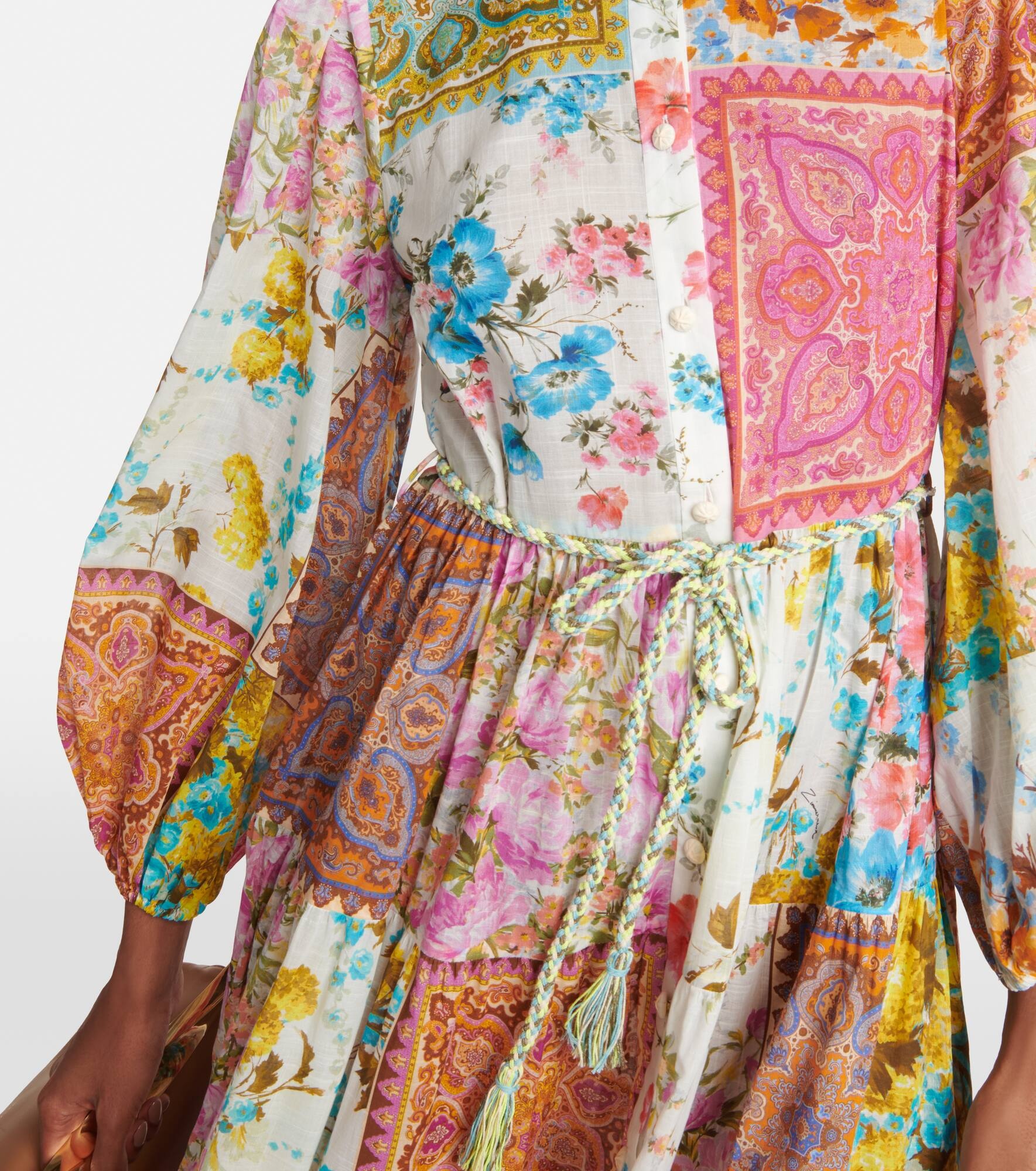 Halcyon patchwork cotton midi dress - 6