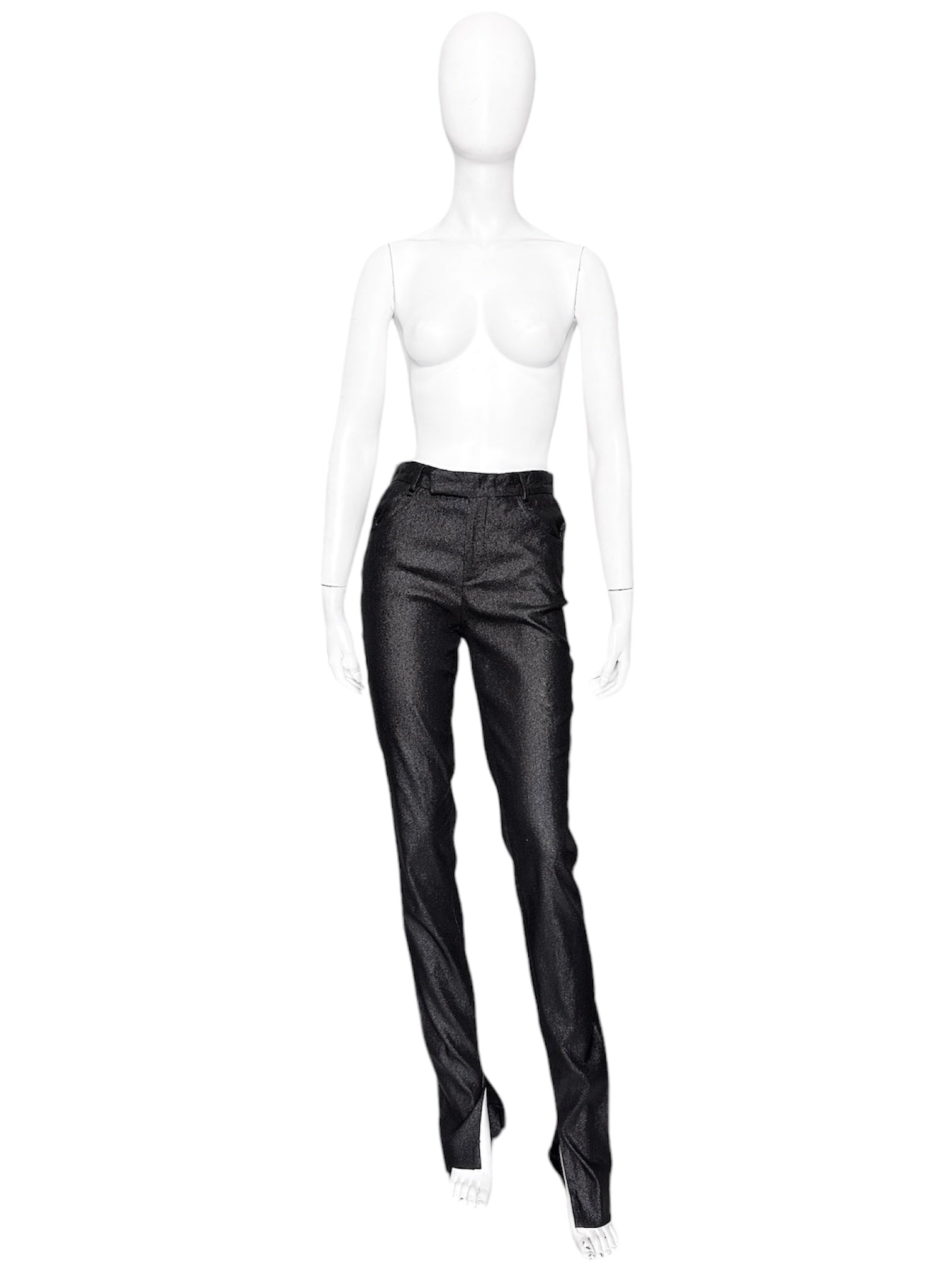 UNALTERED Gucci Spring 1997 Tom Ford Metallic Dark Brown Glitter Lurex Pants 40 - 3