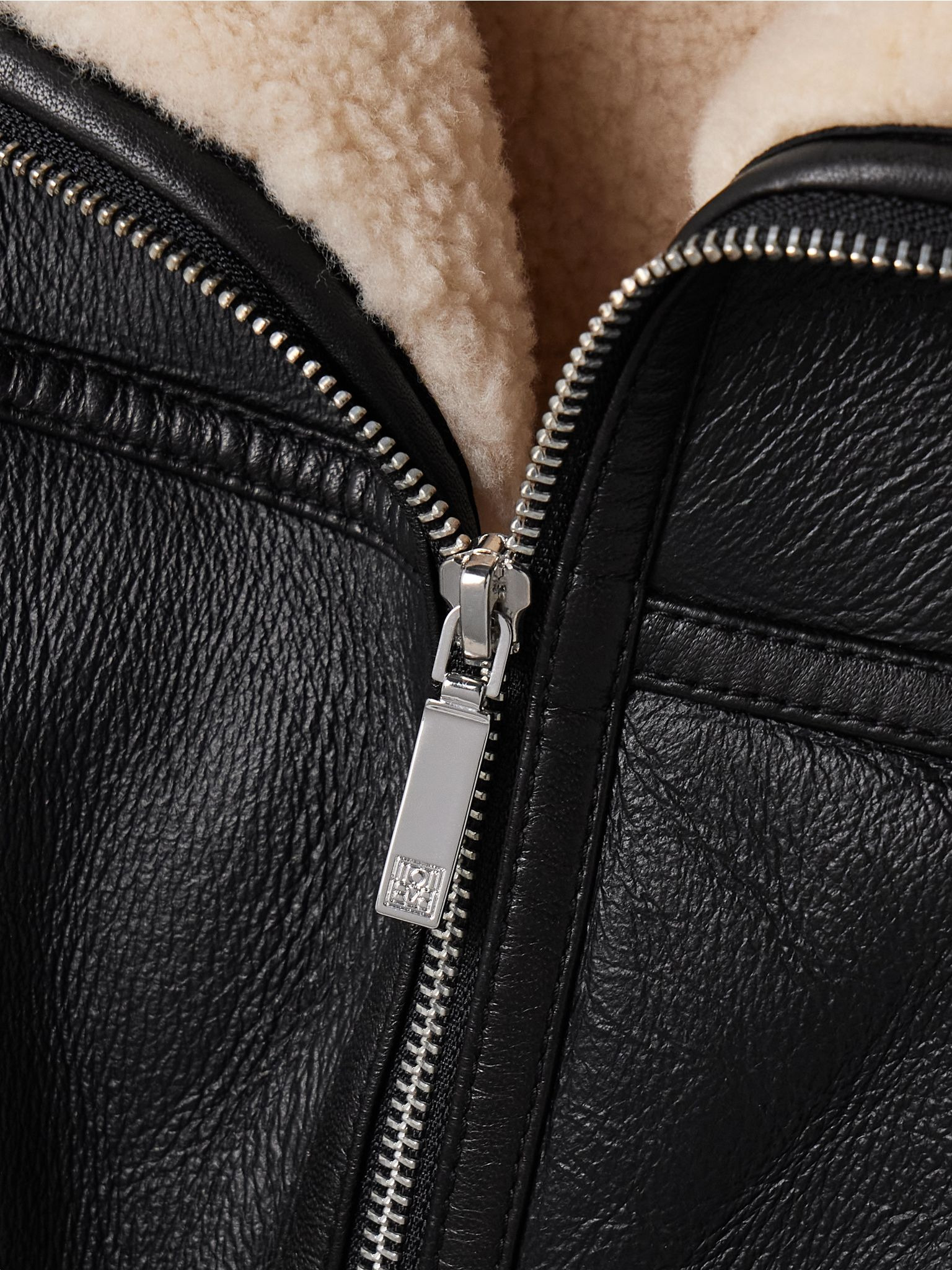 Two-tone shearling jacket Black - 5
