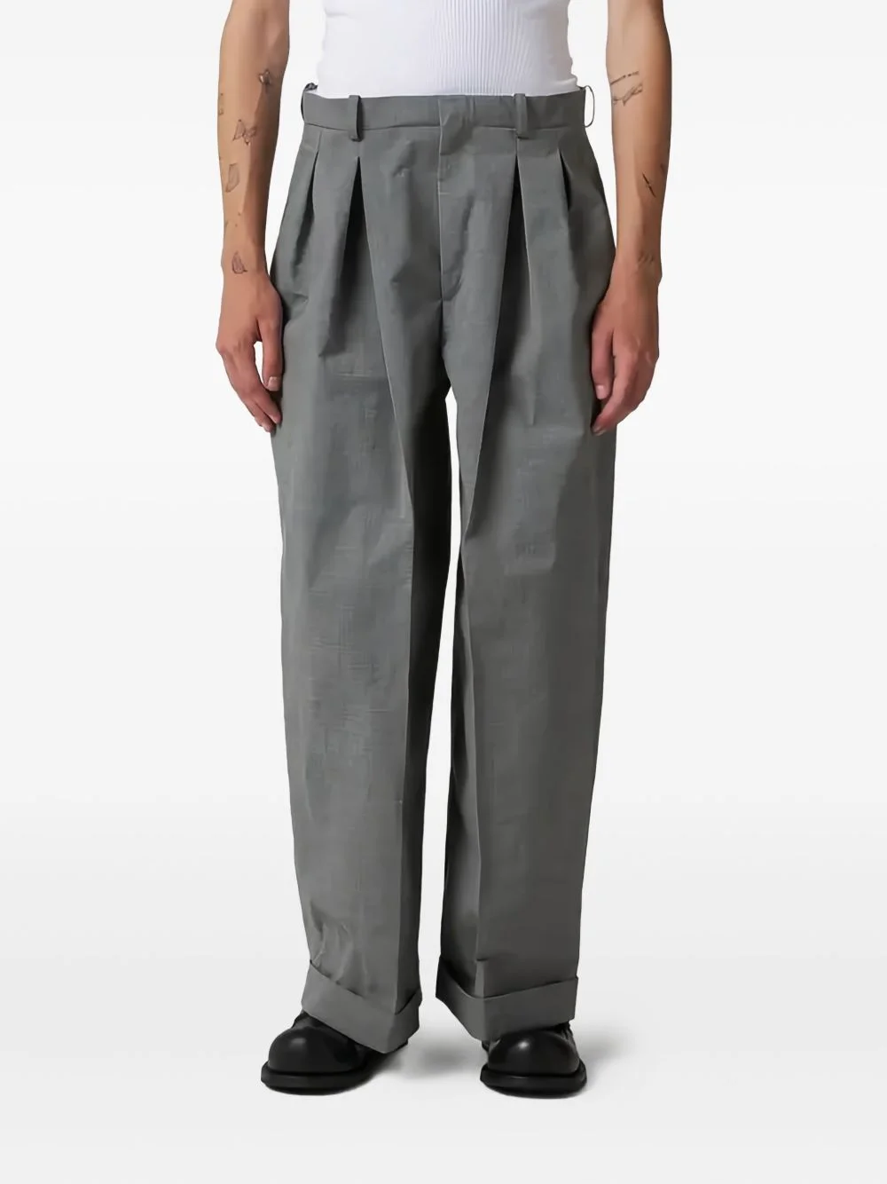 pleated cuffed trousers - 1