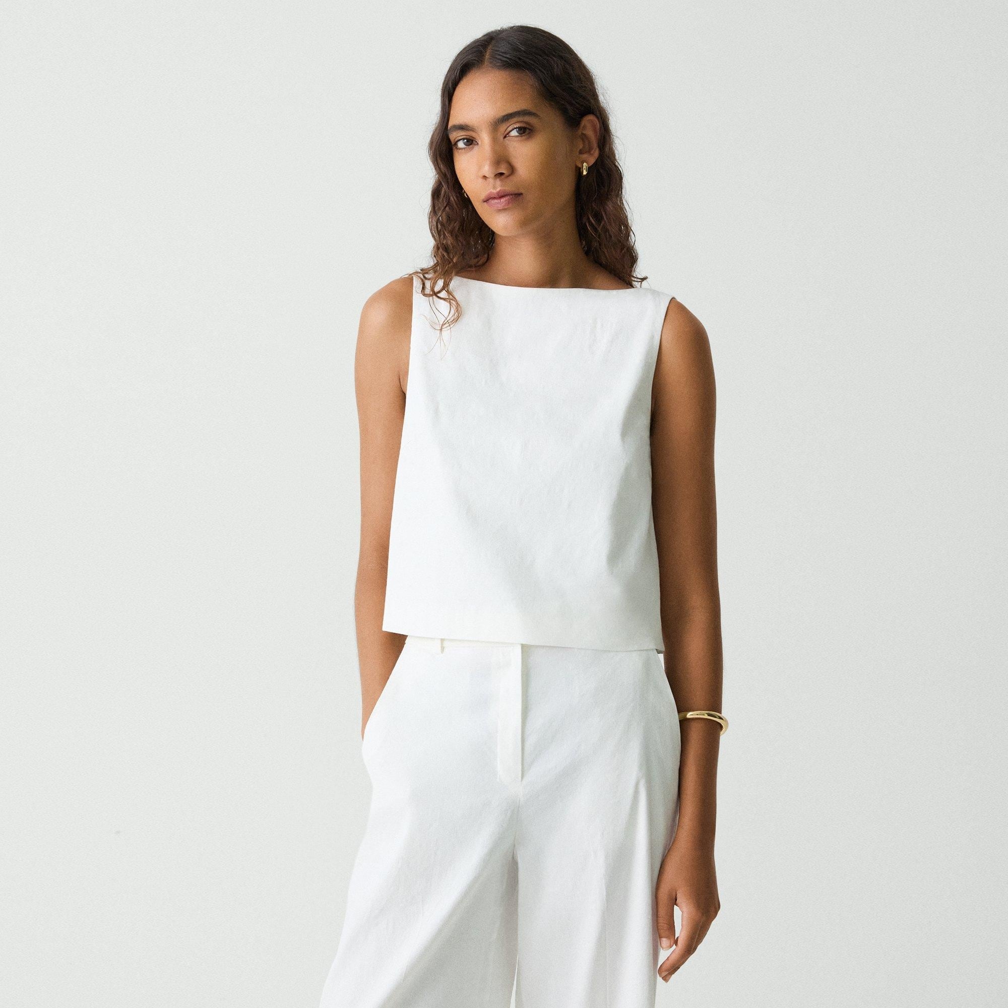 Sleeveless Boatneck Top in Good Linen - 2