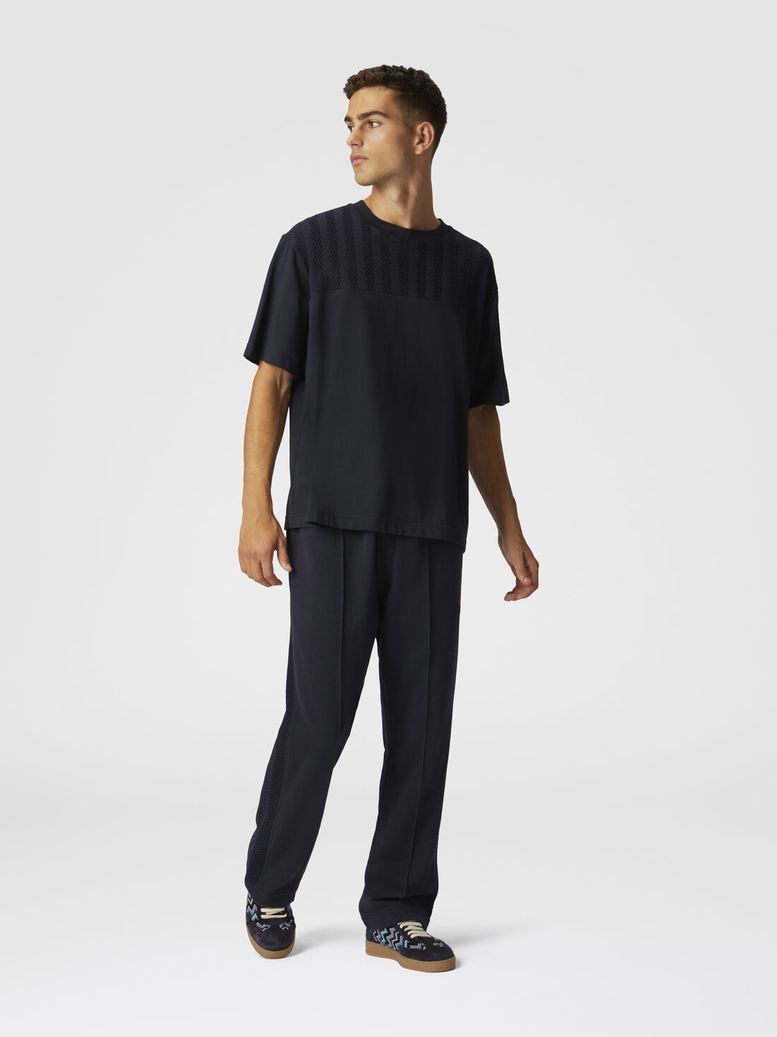 Cotton joggers with zig zag embroidery - 4