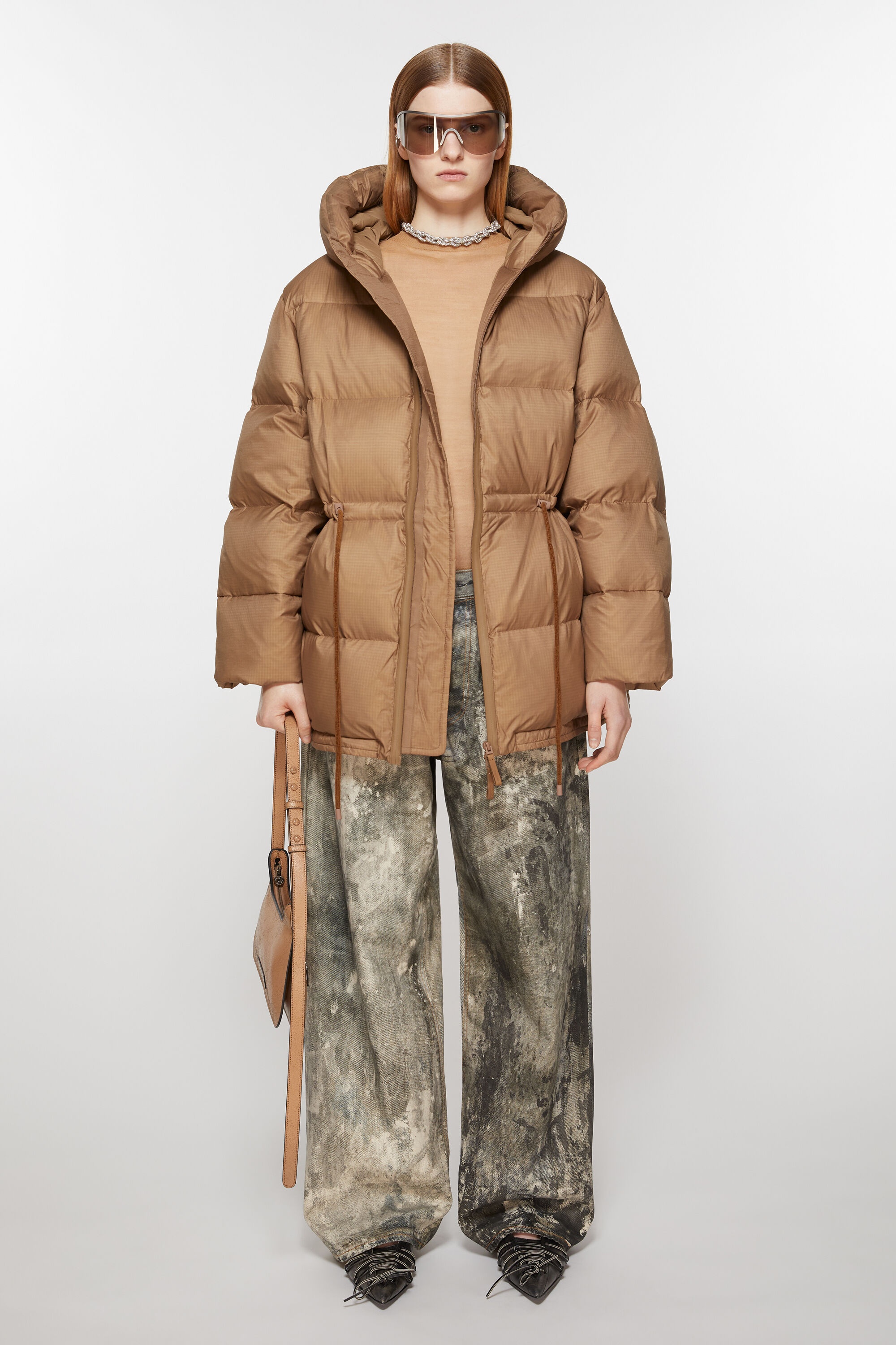 Hooded puffer jacket - Toffee brown - 2