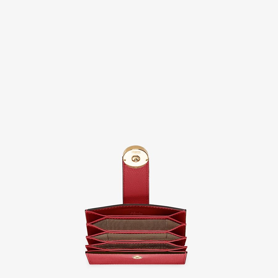 Red leather gusseted card holder - 4