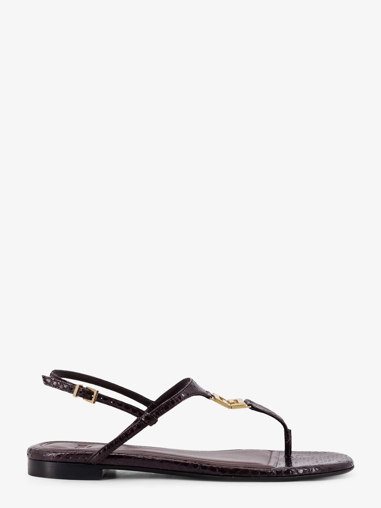 Fendi Women Fold Leather Sandals With Reptile Effect - 1