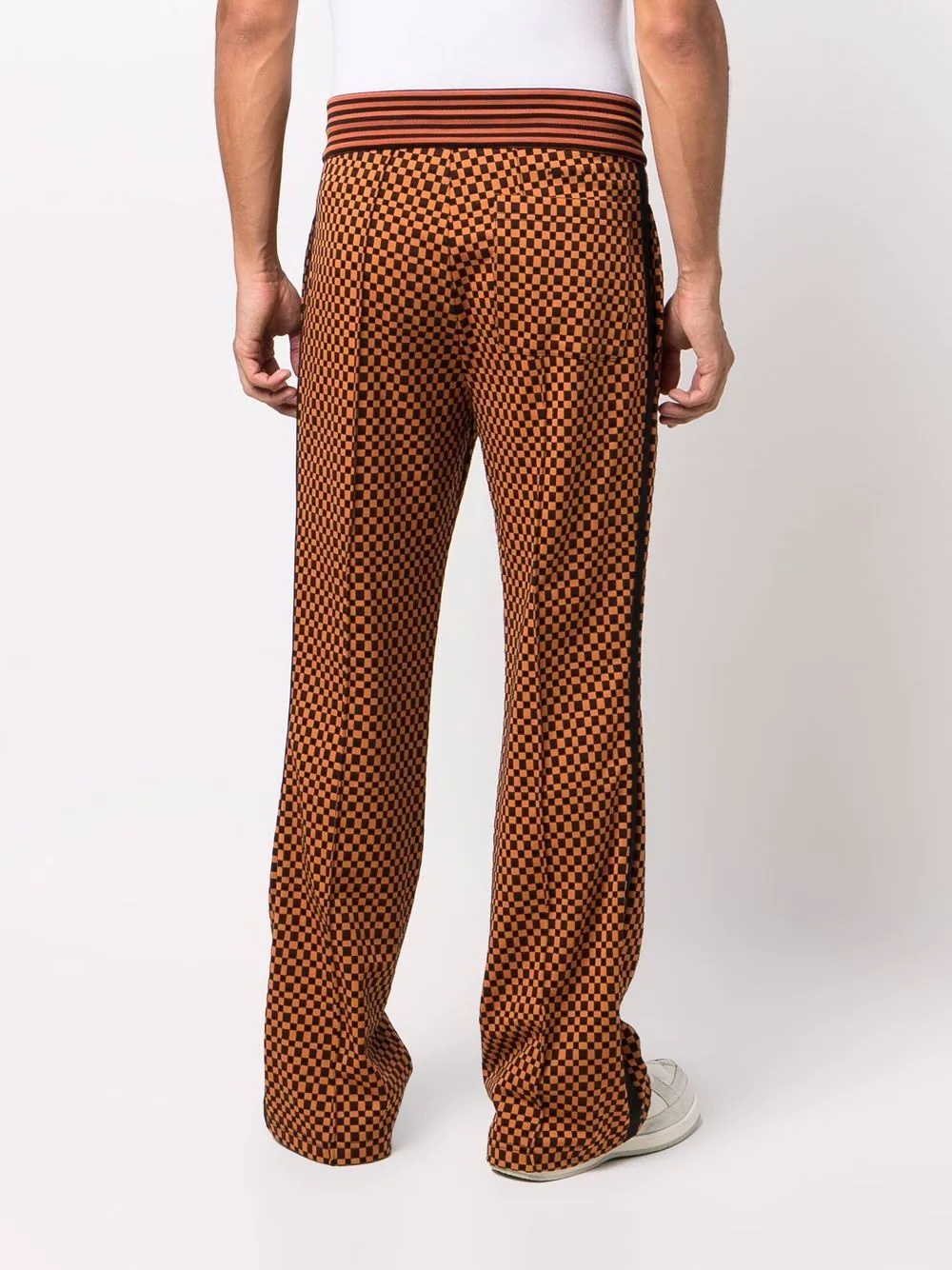 check-print elasticated trousers - 4