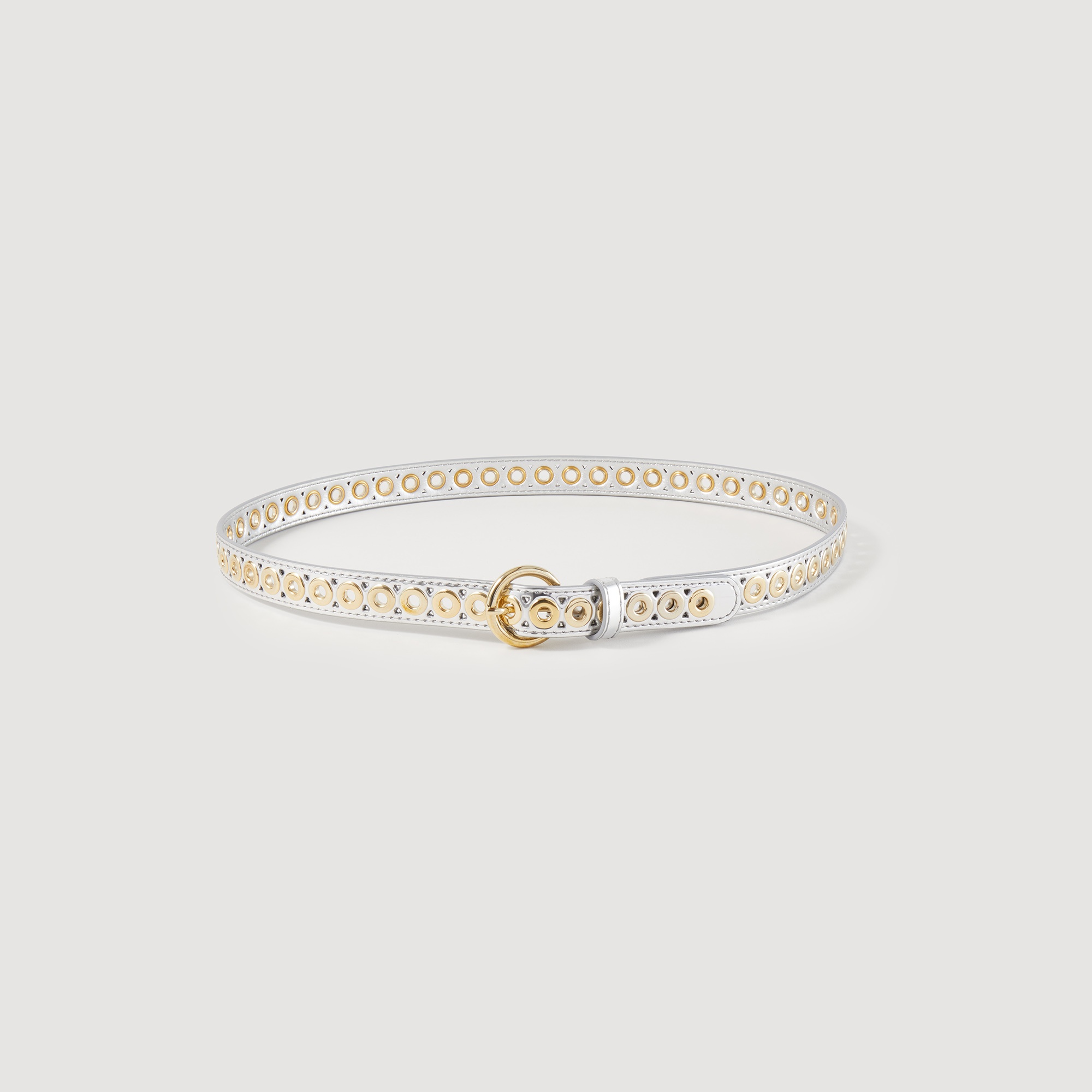 Belt with round buckle and eyelets - 1
