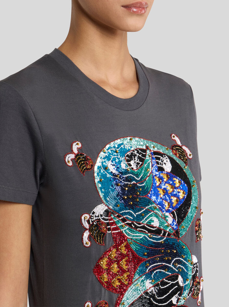 Etro COTTON T-SHIRT WITH SEQUIN EMBROIDERY outlook
