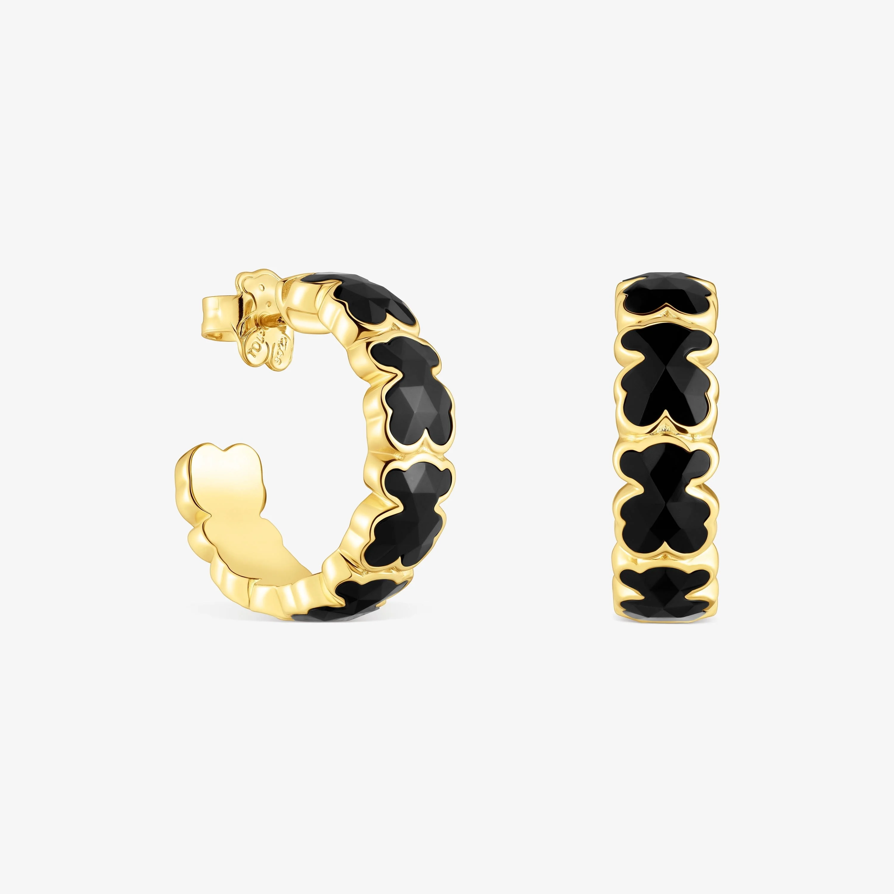 18K gold over silver Hoop earrings with onyx bear motif TOUS Icon Color - 1