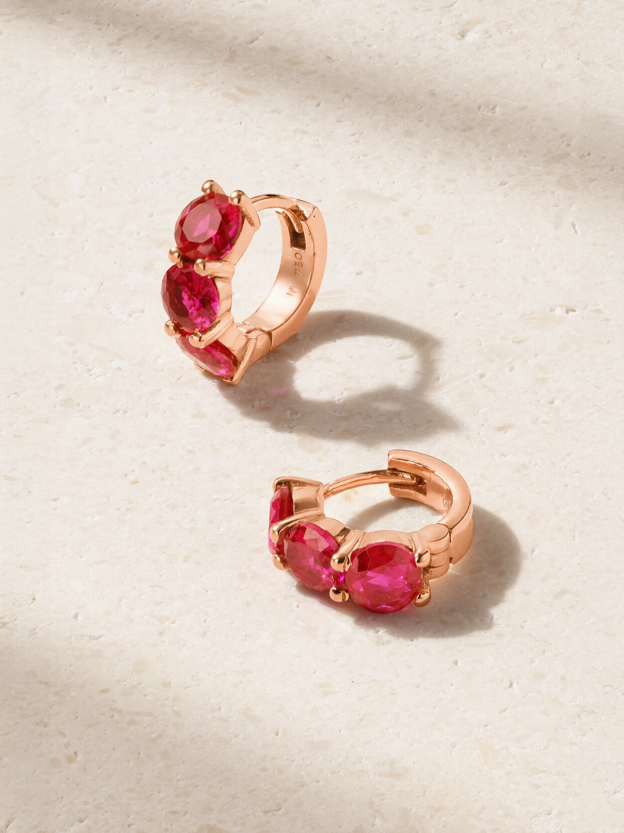 18-karat Rose Gold Ruby Hoop Earrings - 1