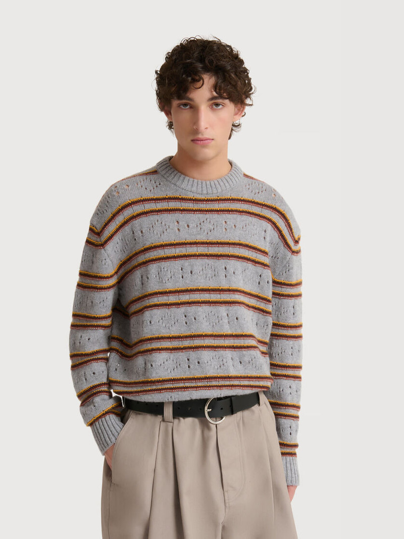 Marni GRAY CASHMERE JUMPER WITH OPENWORK KNIT outlook