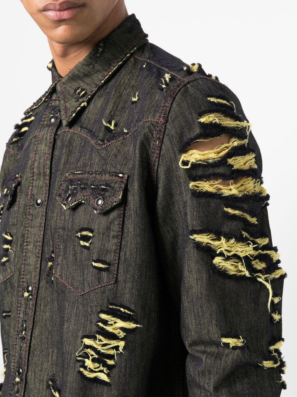 distressed denim shirt - 5