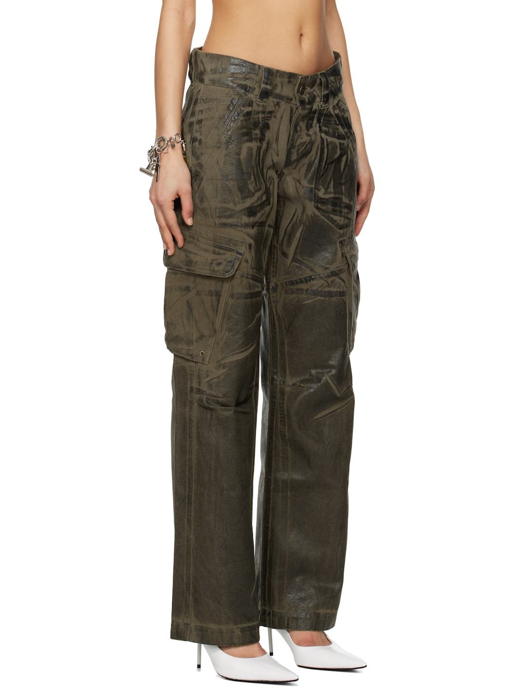 Khaki Low-Rise Cargo Pants - 2
