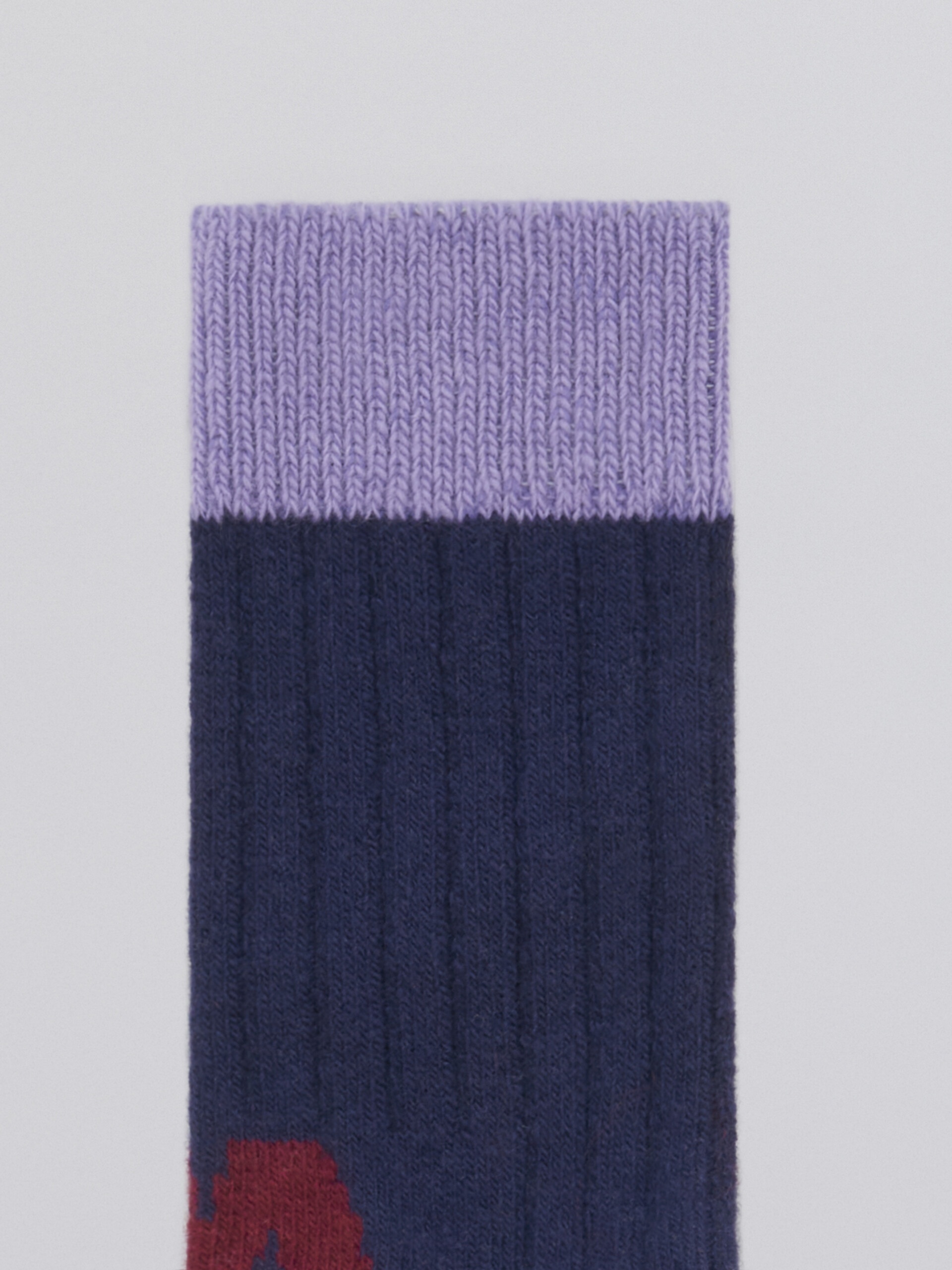 BLUE WOOL SOCK WITH LOGO M JACQUARD - 3