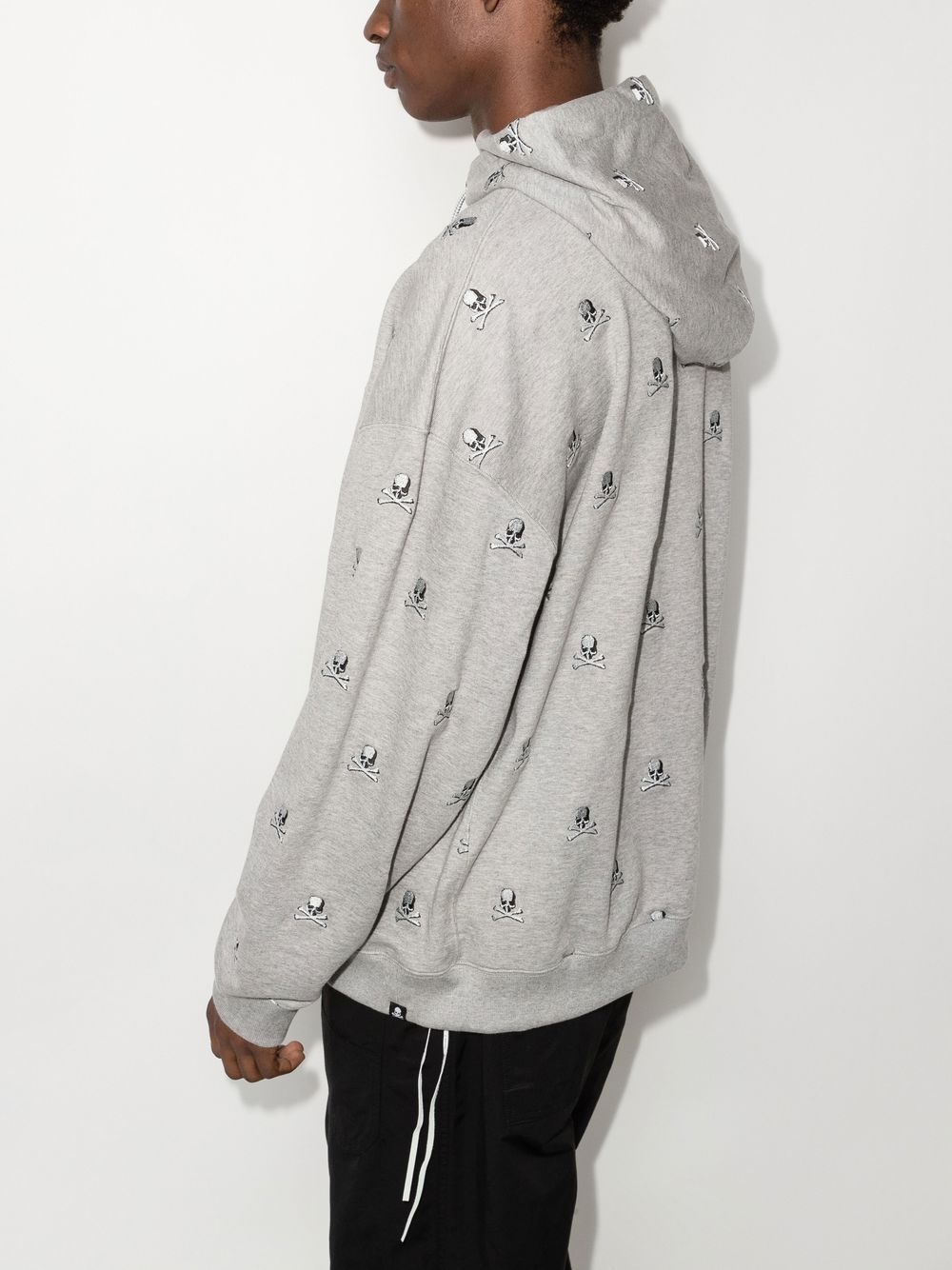 Skull embroidered drawstring hoodie - 4