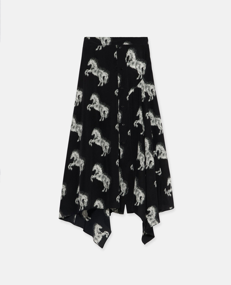 Pixel Horse Print Silk Skirt 1