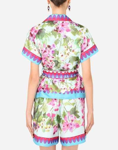 Dolce & Gabbana Bluebell-print twill shirt with belt outlook